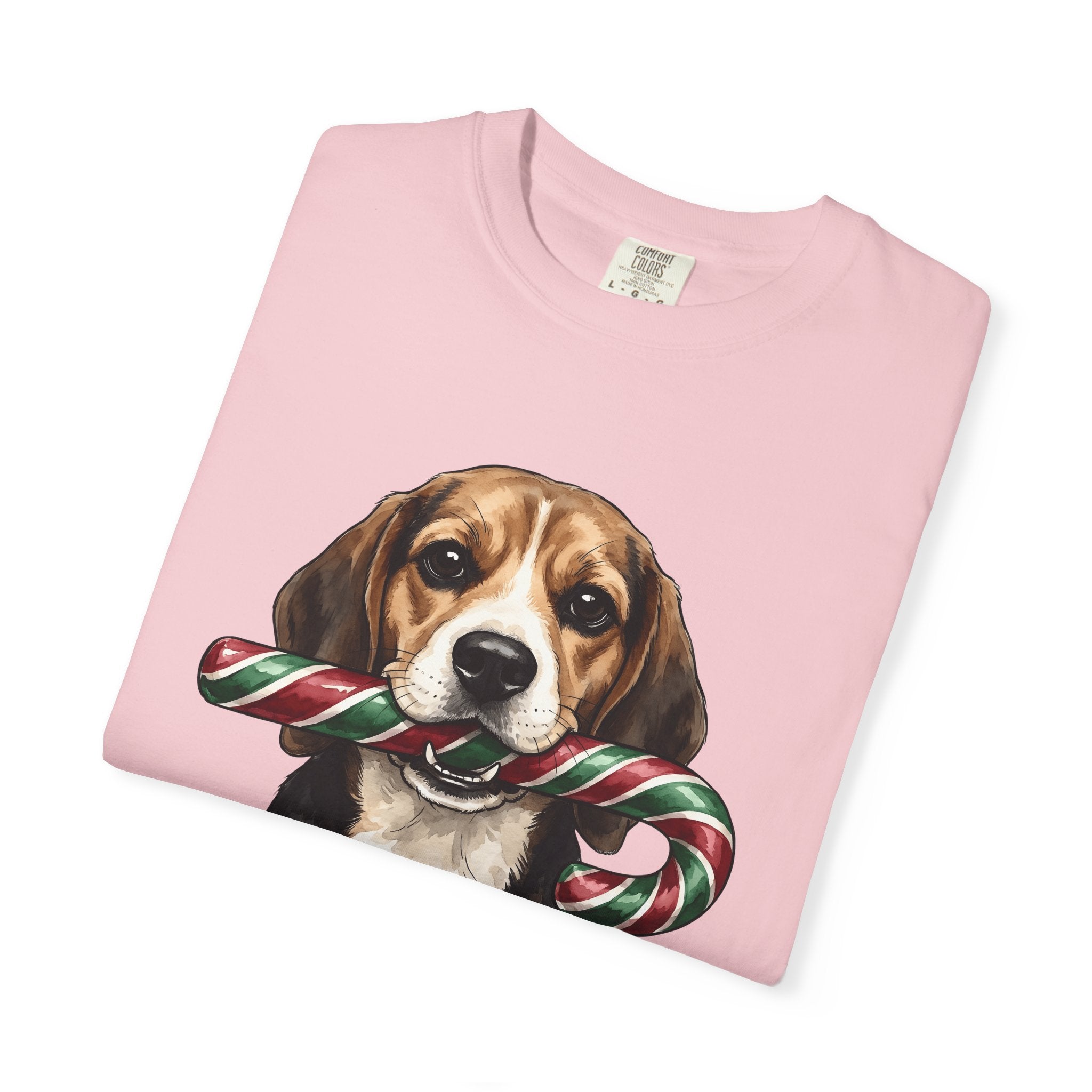 Beagle Dog Shirt Dog Christmas Gift Women Watercolor Tee Hound T-Shirt Dog Fan Watercolour Tshirt Winter Graphic Hand Drawn Candy Cane