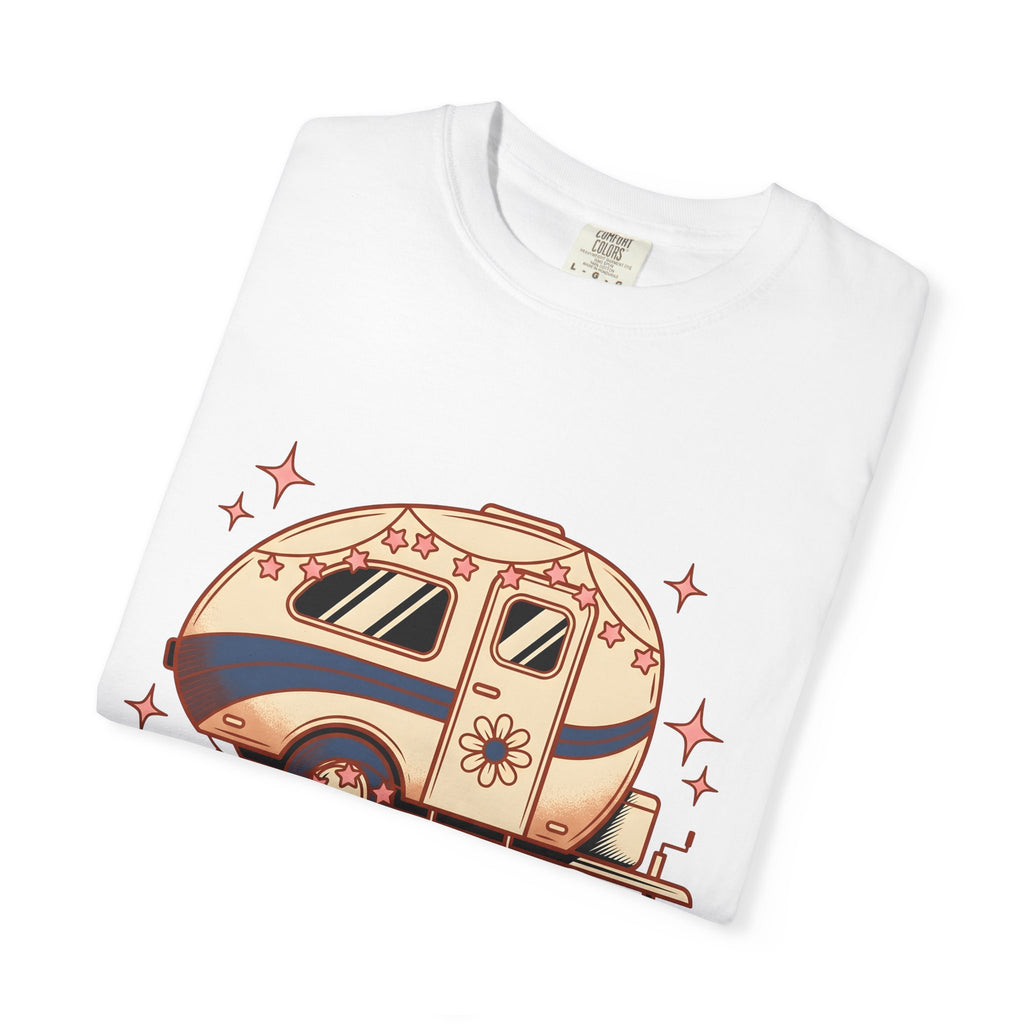 Camper Van Shirt America 4Th Of July Camping Gift Women Retro Tee Motorhome T-Shirt Patriot Fan Vintage Camper Graphic Tshirt Vintage Stars