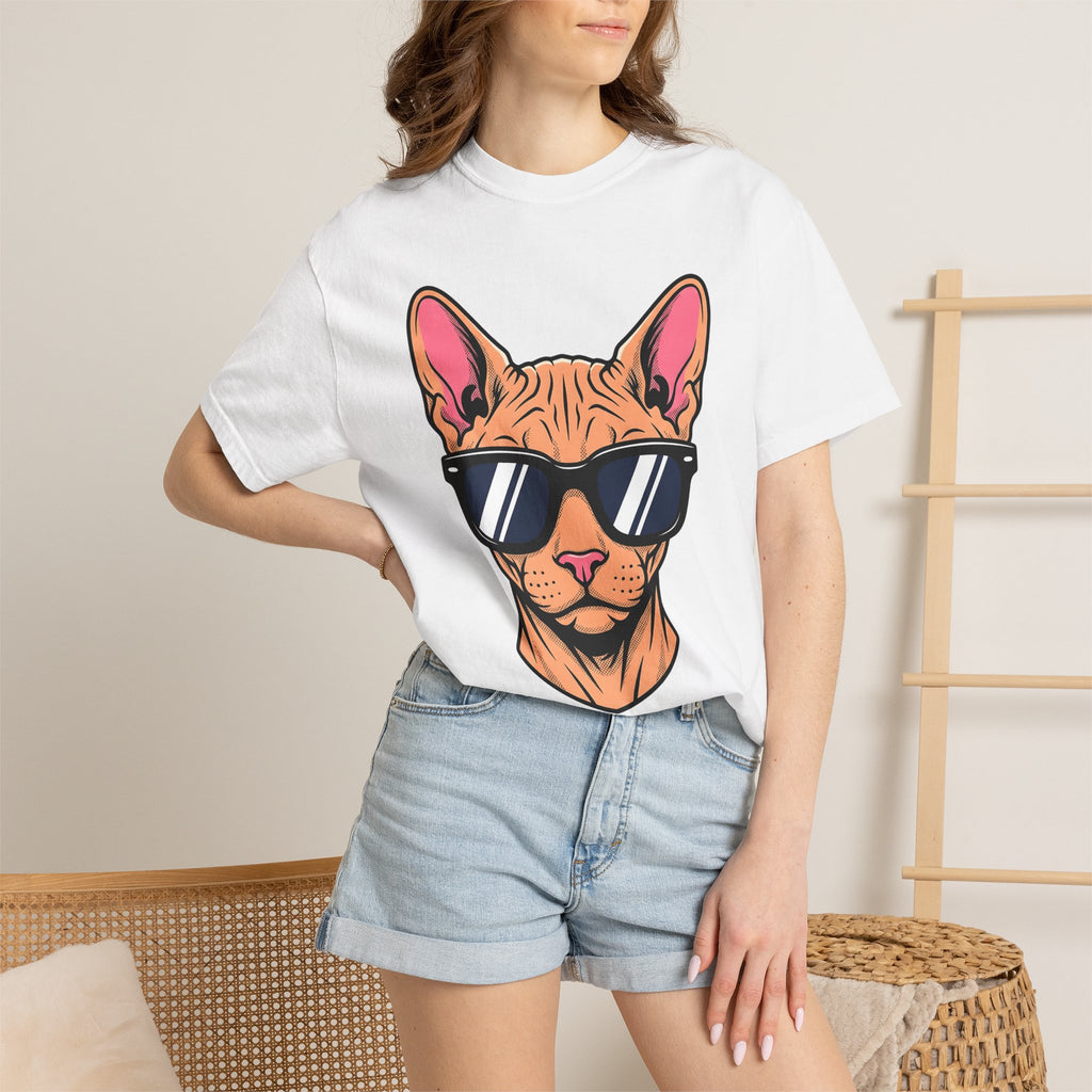 Sphynx Feline Shirt Cat Creatures Gift Women Pop Art Tee Cat T-Shirt Cat Fan Fauvism Tshirt Beast Graphic Old School Sun Glasses Tshirt