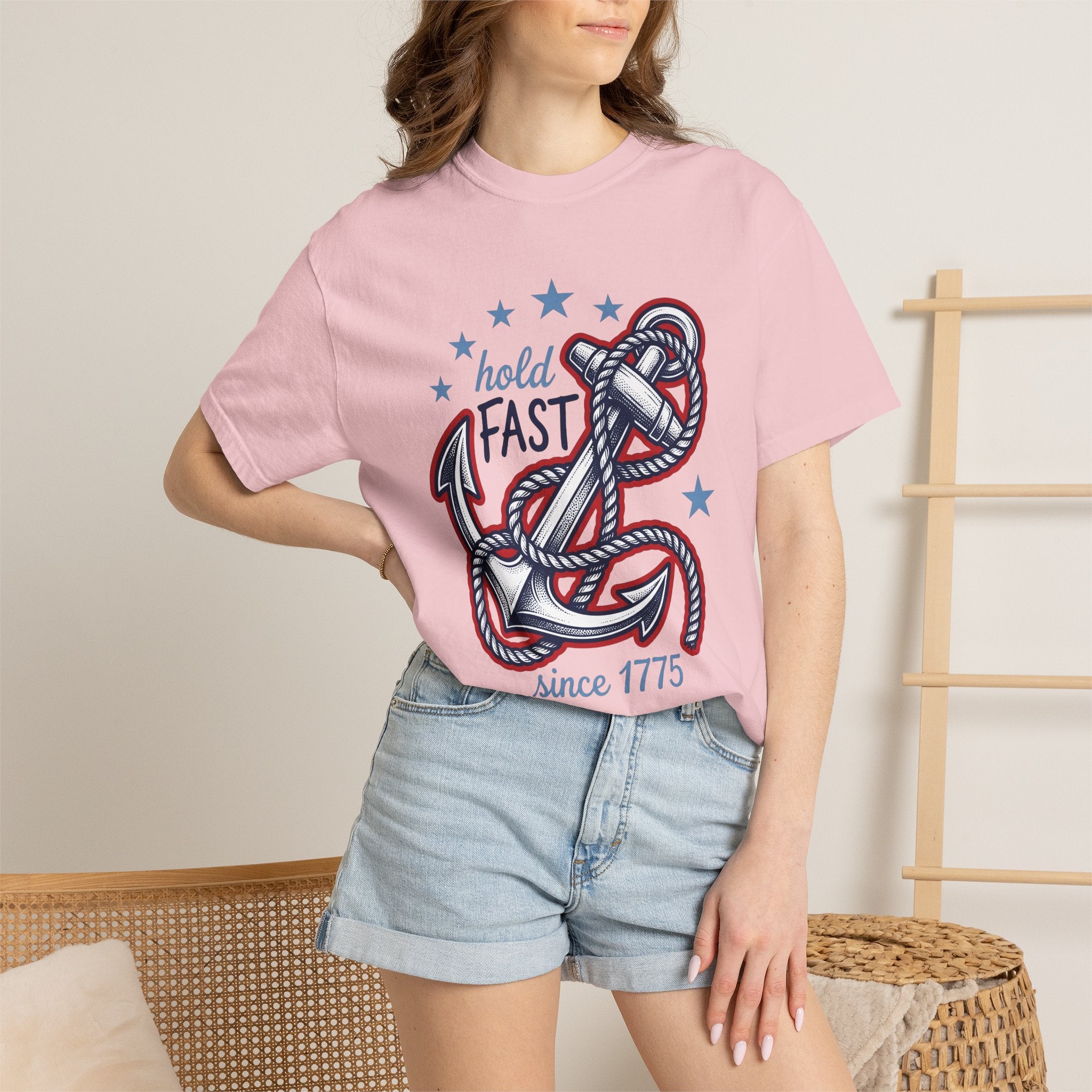 Anchor Rope Shirt America 4Th Of July Nautical Gift Women Vintage Tee Mooring Line T-Shirt Patriot Fan Retro Tshirt Maritime Graphic Hand