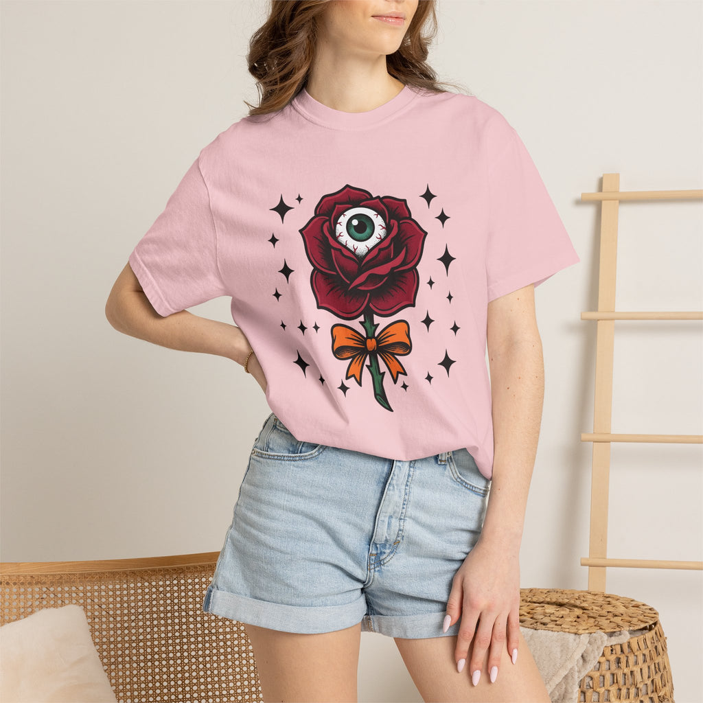 Eyeball Rose Shirt Halloween Gothic Gift Women Tattoo Tee Rosebud T-Shirt Horror Fan Ink Tshirt Dark Graphic Vintage Stars Tshirt