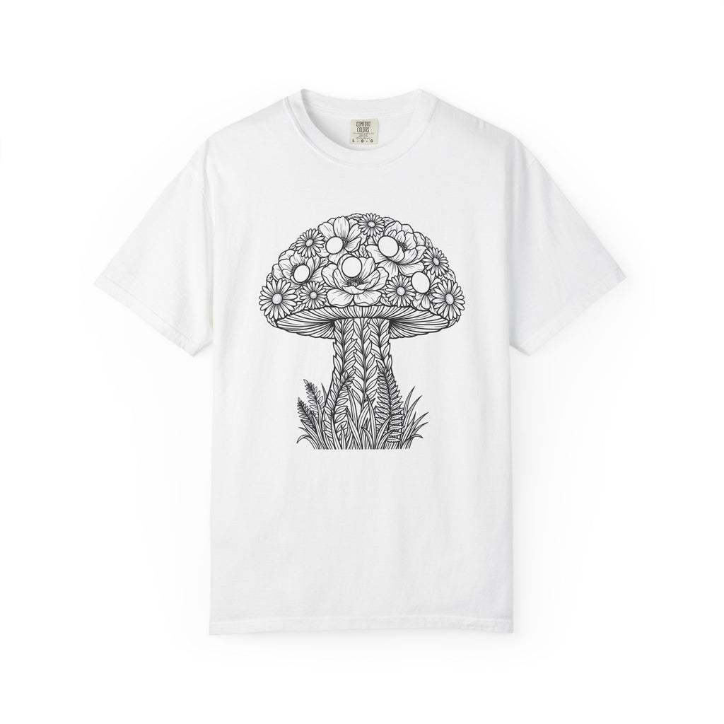 Fungus Flower Shirt Valentine's Day Outdoors Gift Women Rustic Tee Mushroom T-Shirt Valentine Fan Vintage Tshirt Wilderness Graphic Sketch