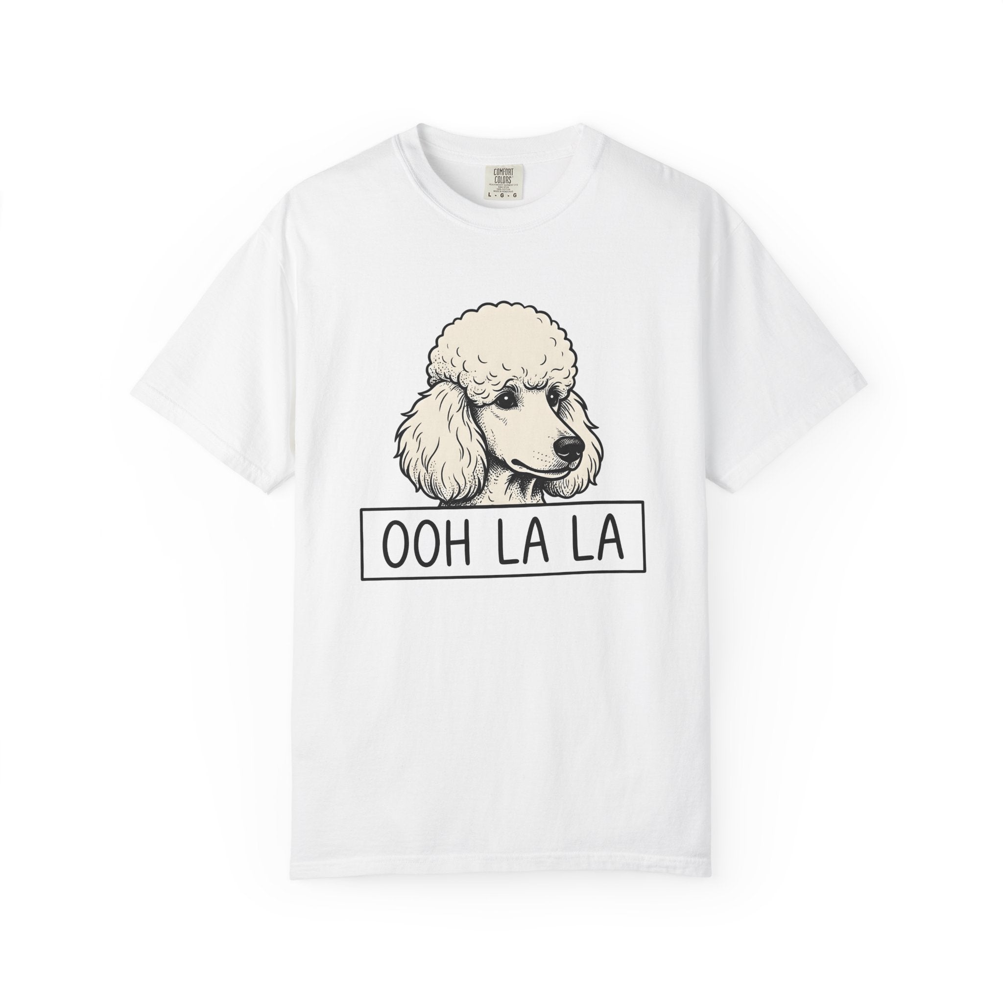 Poodle Puppy Shirt Dog Joke Gift Women Sketch Tee Puppy T-Shirt Dog Fan Canine Tshirt Funny Graphic Line Art Ribbon Tshirt