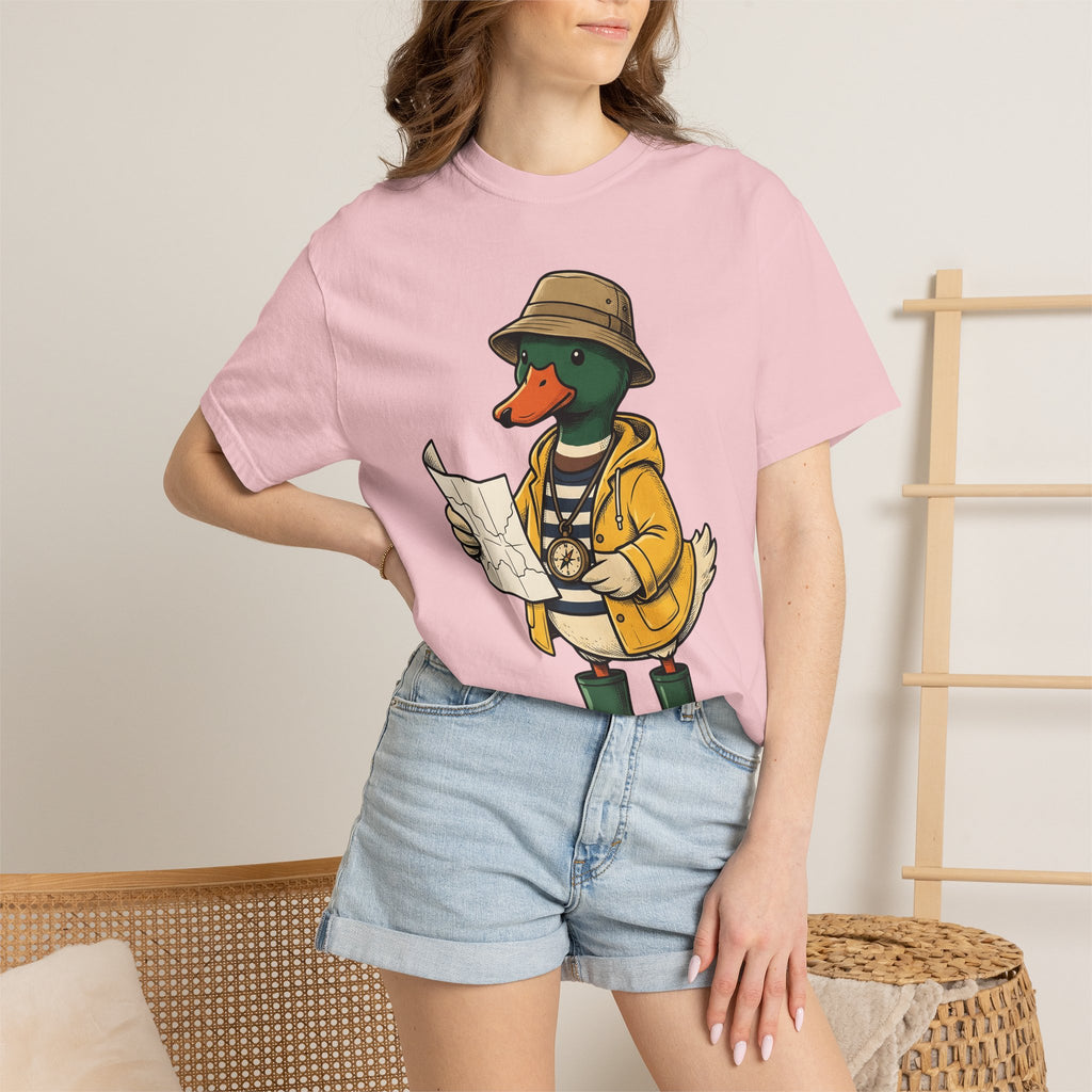 Duck Wanderer Shirt Cute Critter Gift Women Line Art Tee Duck T-Shirt Adorable Fan Minimalist Tshirt Creature Graphic Sketch Direction