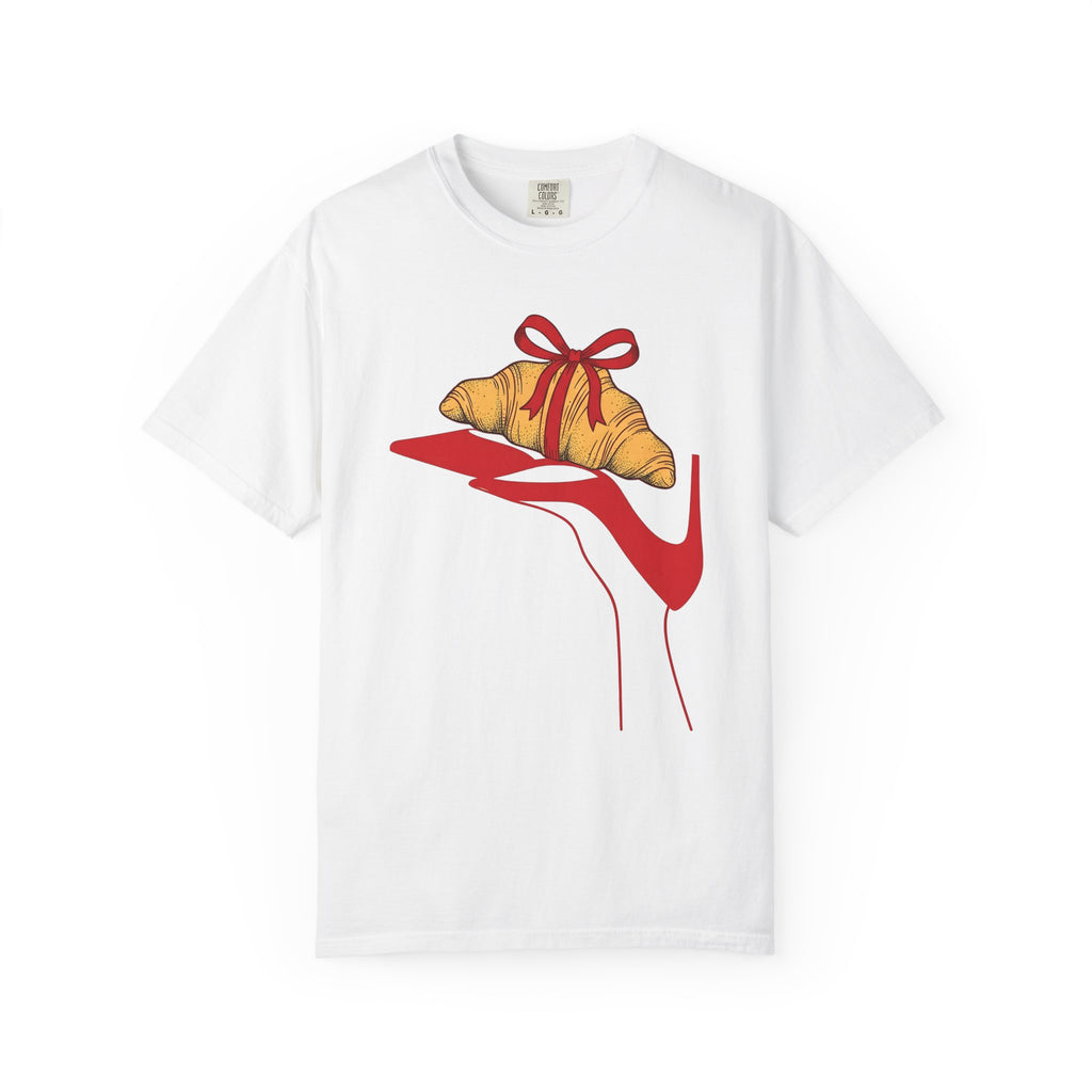 Croissant Gift Shirt Desserts Clothing Gift Women Cartoon Tee Pastry T-Shirt Dessert Fan Comic Tshirt Apparel Graphic Clean High Heel Shoe