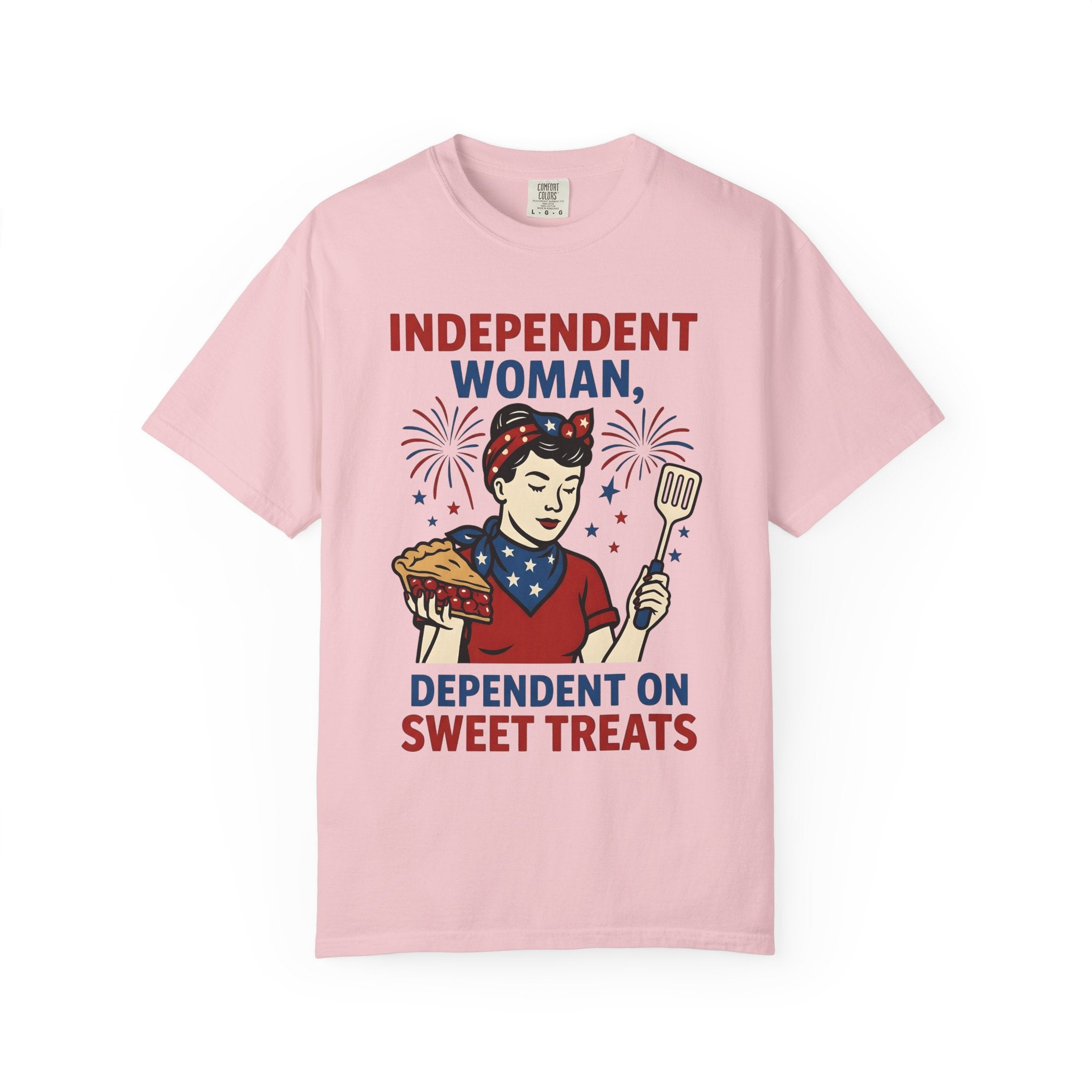 American Woman Shirt 4th Of July Dessert Gift Women Vintage Tee Lady T-Shirt Patriotic Fan Retro Tshirt Pastry Graphic Hand Drawn Fruit Pie