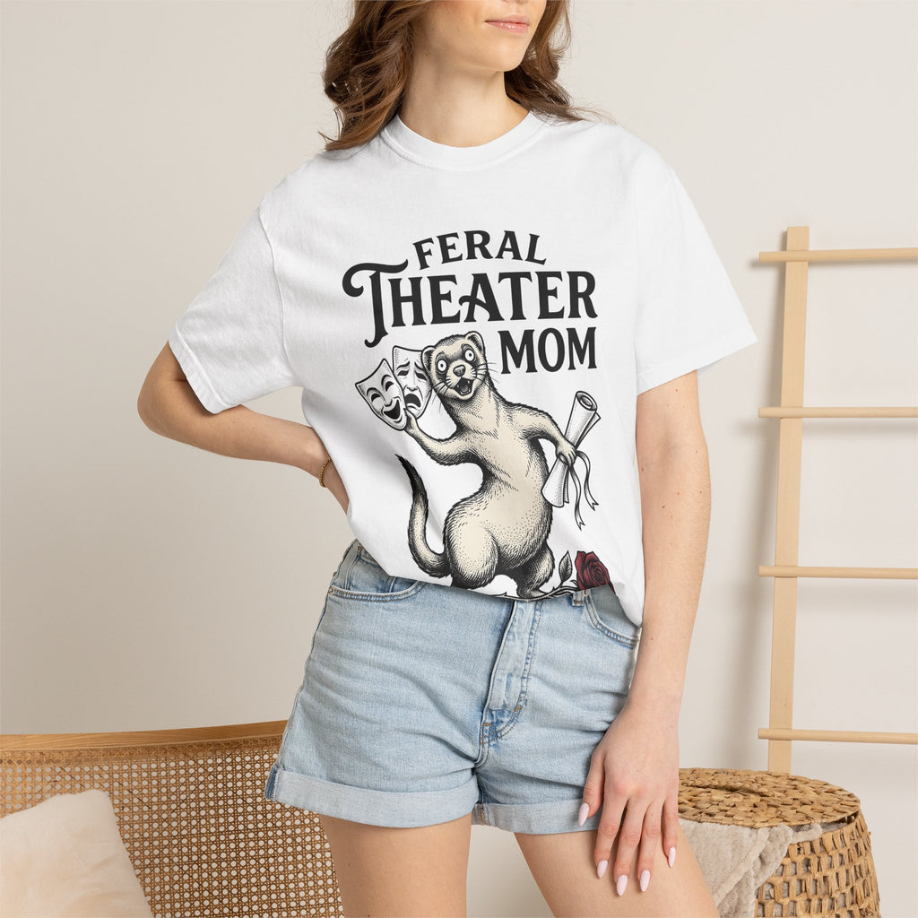 Ferret Theater Masks Shirt Moms Theater Gift Women Vintage Tee Mask T-Shirt Motherhood Enthusiast Retro Tshirt Stage Graphic Hand Drawn Rose