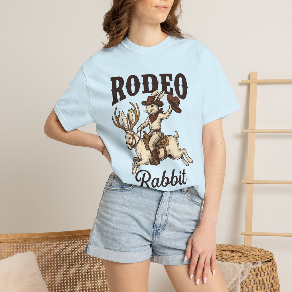 Western Rabbit Shirt Easter Rodeo Gift Women Classic Tee Bunny T-Shirt Easter Fan Vintage Tshirt Rodeo Graphic Ink Antlers Tshirt