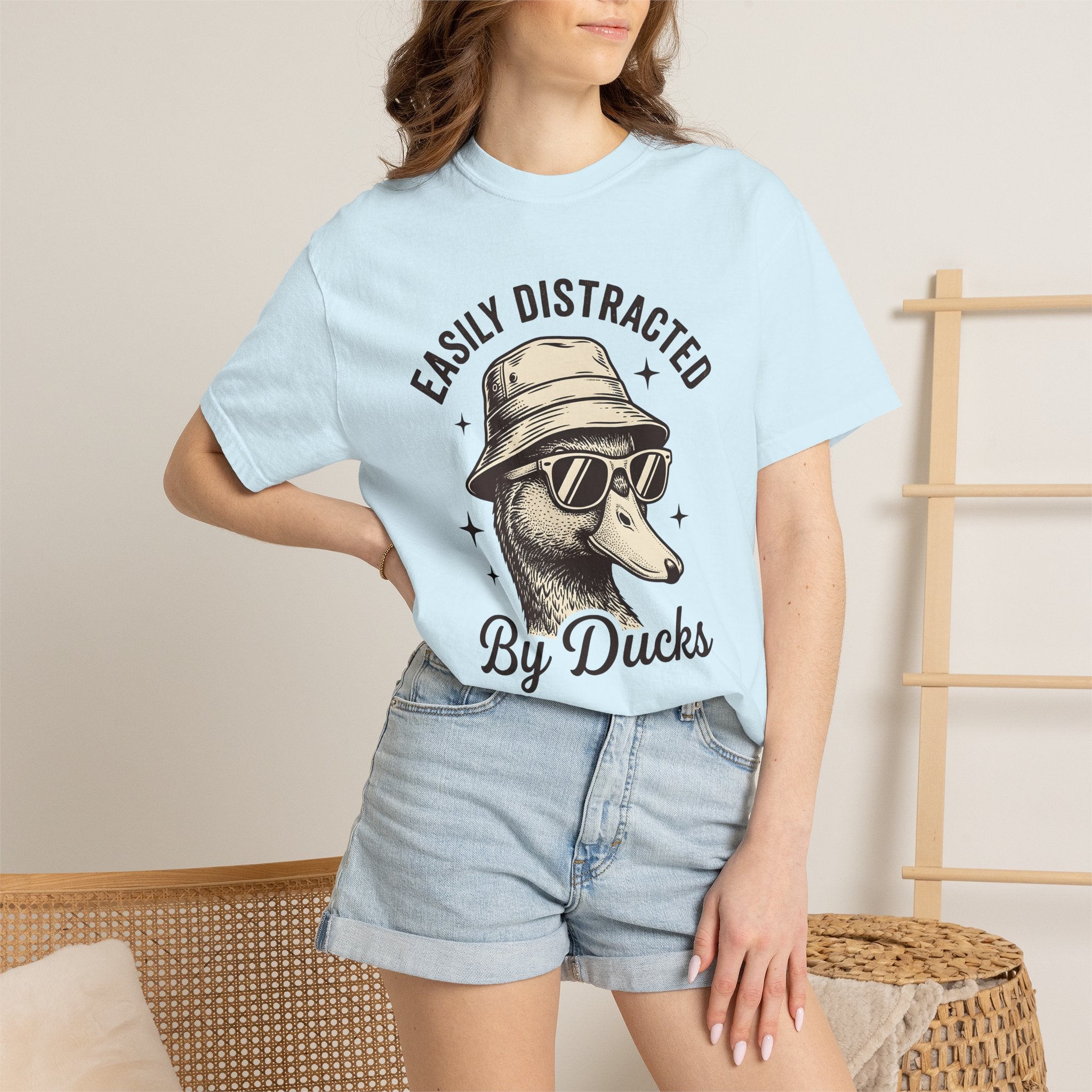 Duck Fun Glasses Shirt Duck Pets Gift Women Cartoon Tee Duckling T-Shirt Duck Fan Quackers Tshirt Animal Graphic Line Art Bucket Cap Tshirt