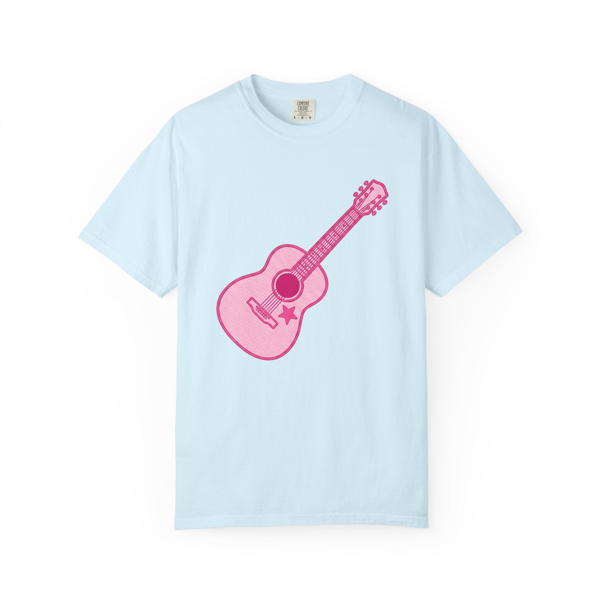 Acoustic Guitar Shirt Cowgirl Tunes Gift Women Flat Tee Guitar T-Shirt Cowboy Fan Flat Design Tshirt Melody Graphic Old School Star Tshirt