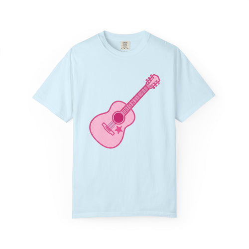 Acoustic Guitar Shirt Cowgirl Tunes Gift Women Flat Tee Guitar T-Shirt Cowboy Fan Flat Design Tshirt Melody Graphic Old School Star Tshirt