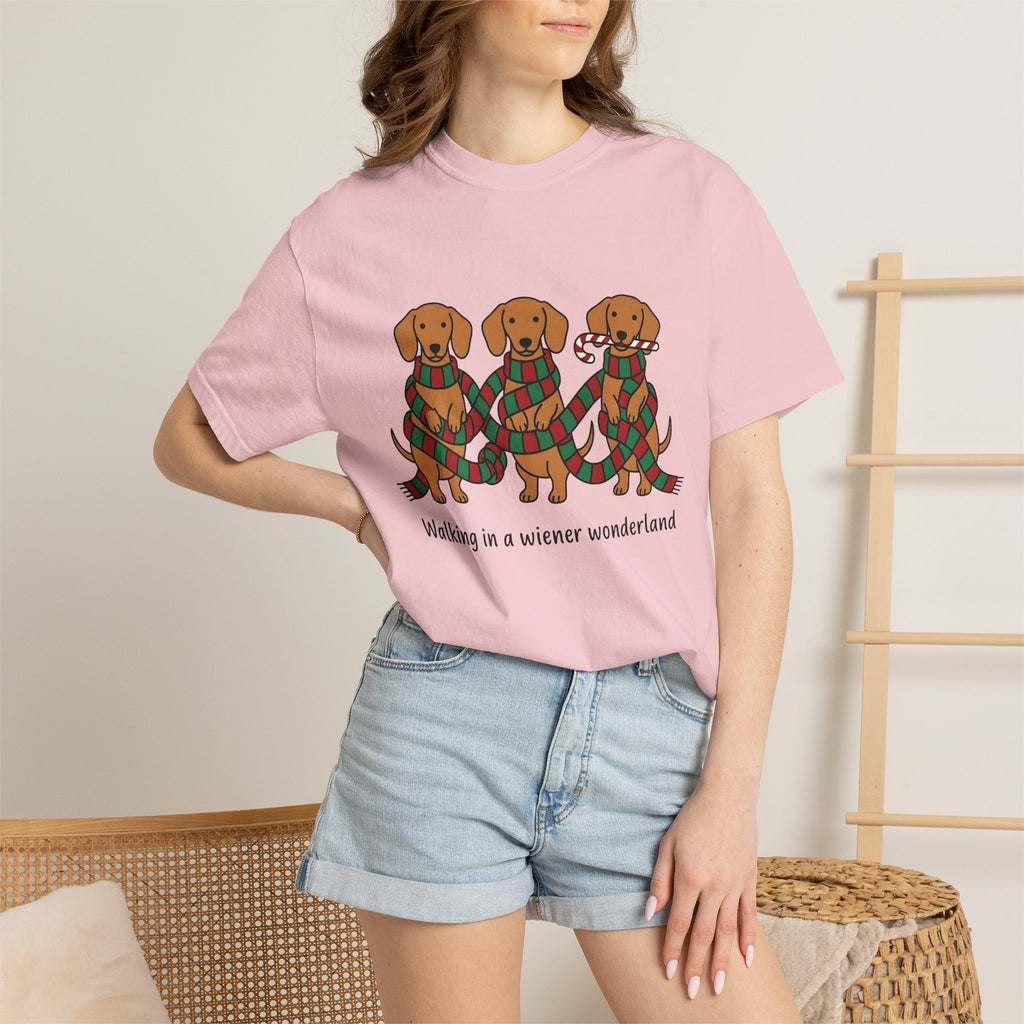 Sausage Dogs Shirt Christmas Pet Parent Gift Women Caricature Tee Dachshund T-Shirt Christmas Fan Wiener Dog Tshirt Pet Graphic Sleek