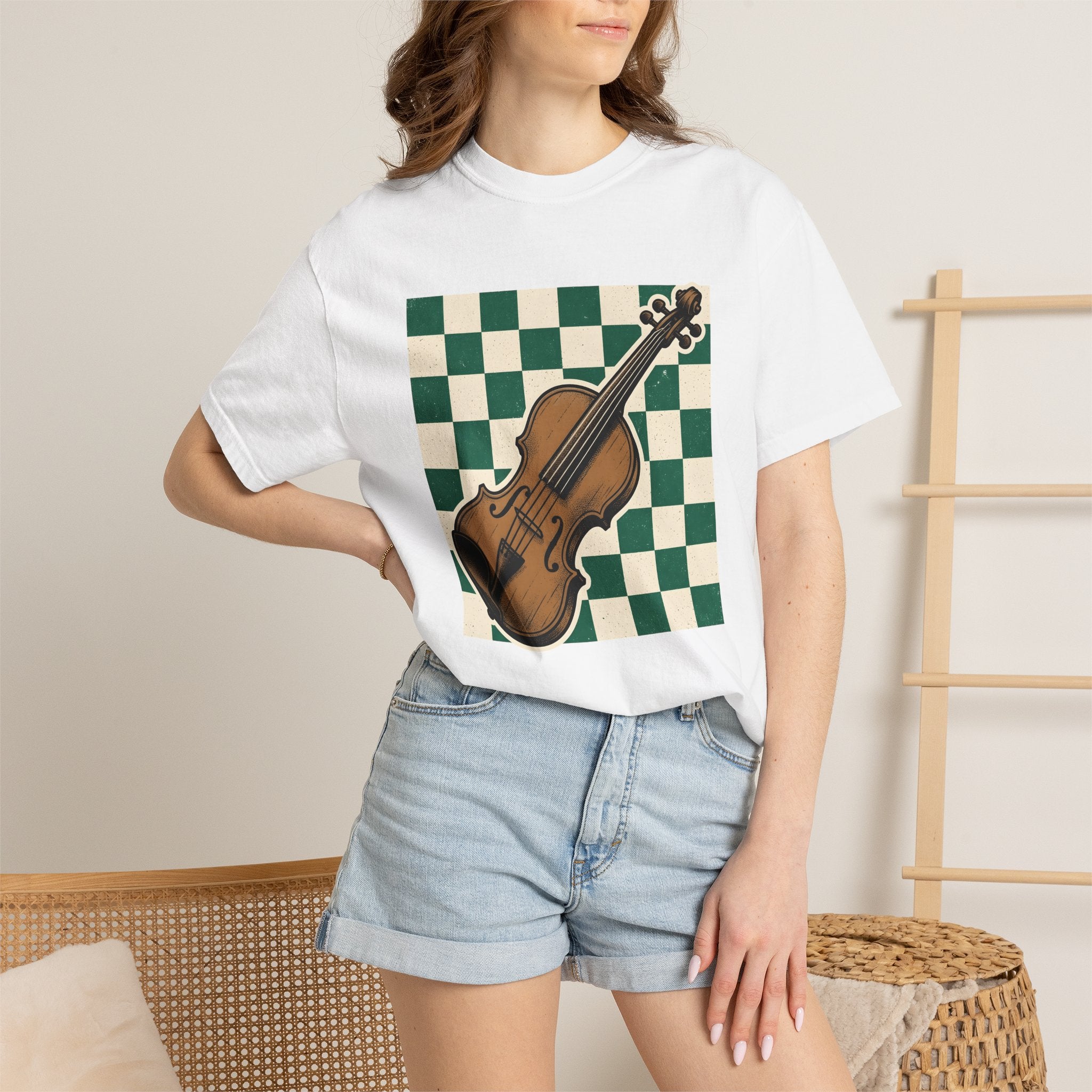 Fiddle Illustration Shirt St Patrick's Day Instruments Gift Women Rustic Tee Violin T-Shirt Irish Fan Folk Tshirt Music Graphic Classic