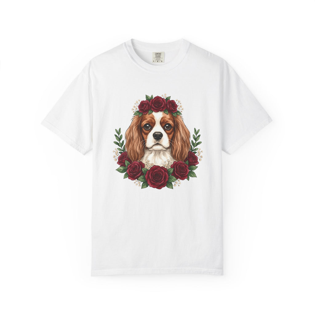 Cavalier King Charles Spaniel Shirt Dog Petals Gift Women Flower Art Tee Spaniel T-Shirt Dog Fan Floral Tshirt Floral Graphic Paint Blossom