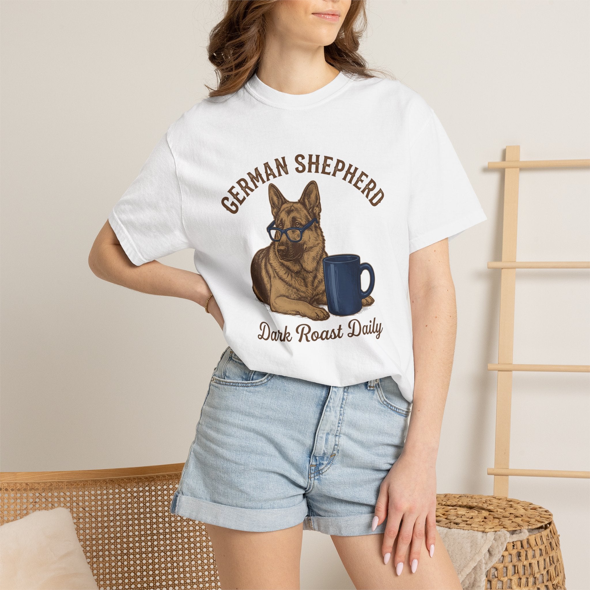 German Shepherd Pet Shirt Dog Latte Gift Women Classic Tee Shepherd T-Shirt Dog Fan Alsatian Tshirt Coffee Graphic Line Art Ceramic Mug