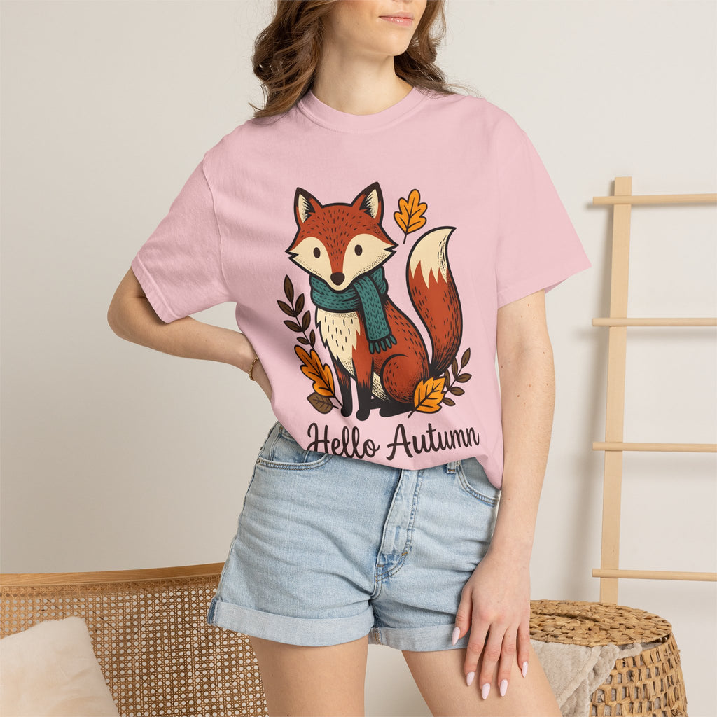 Fox Shirt Autumn Fauna Gift Women Adorable Tee Vixen T-Shirt Fall Fan Cute Tshirt Wildlife Graphic Doodle Maple Leaves Tshirt