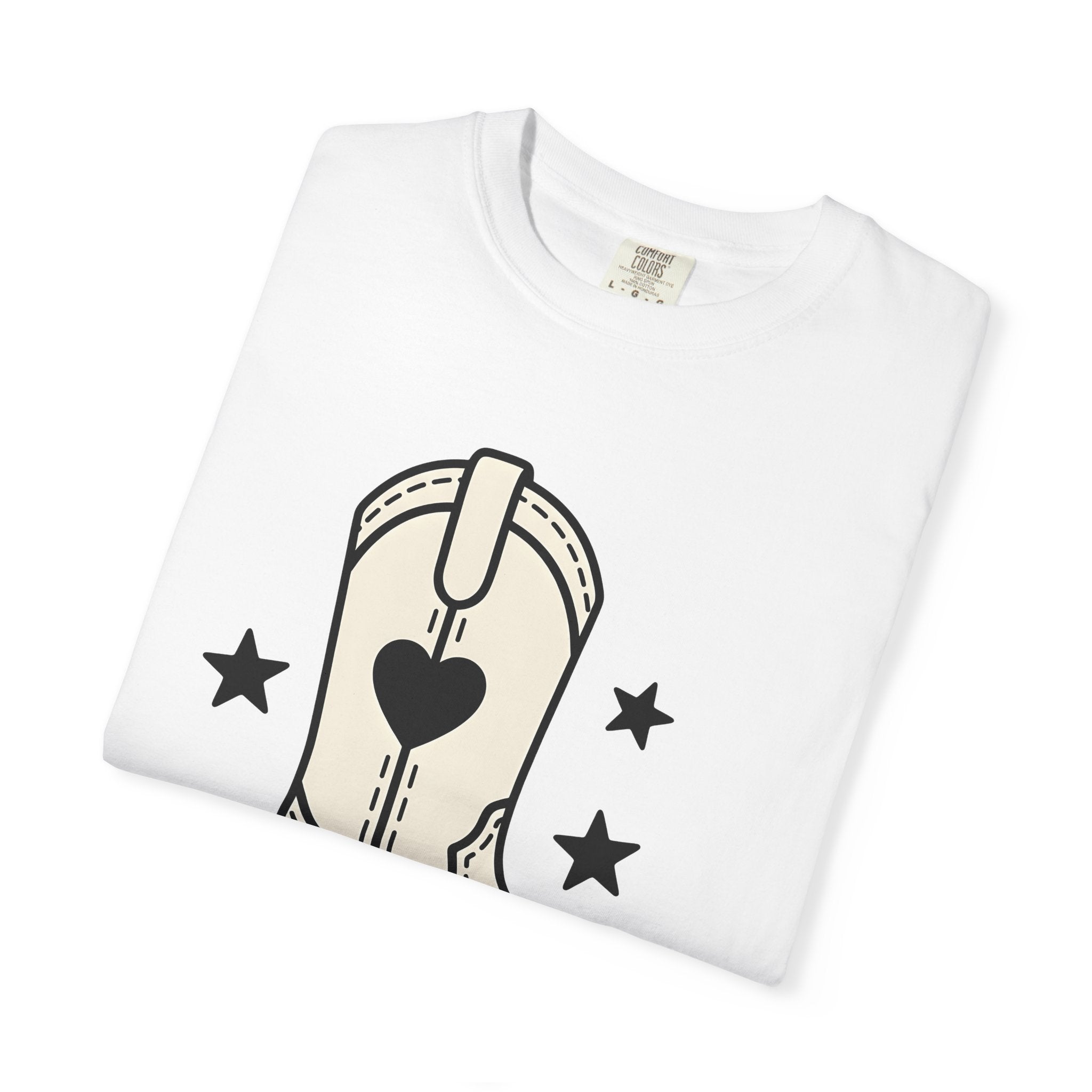 Western Boot Shirt Cowgirl Ranch Gift Women Vintage Tee Cowboy Boot T-Shirt Rodeo Fan Cowboy Boot Tshirt Farm Graphic Line Art Star Shapes