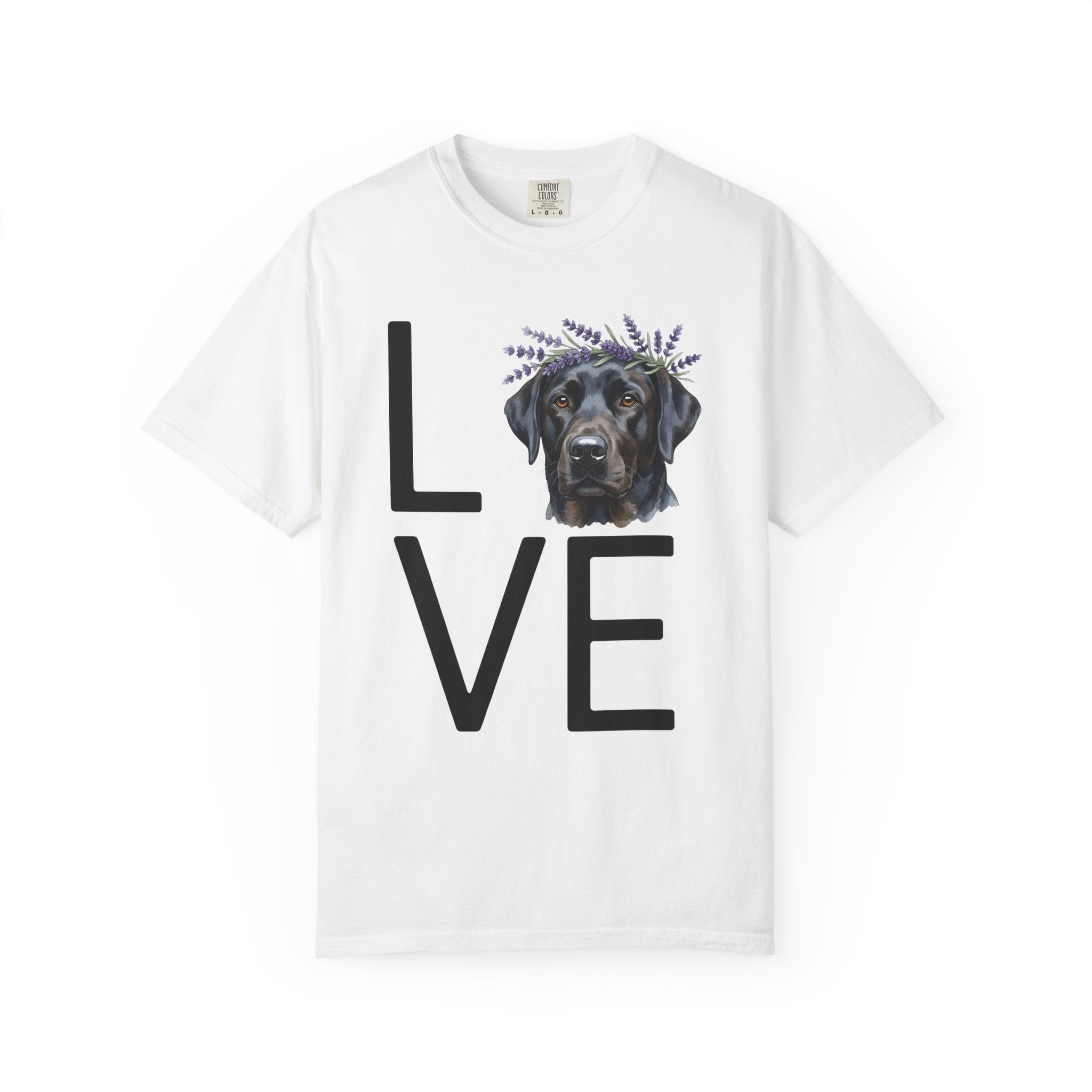 Labrador Dog Shirt Animals & Flowers Canine Gift Women Sketch Tee Retriever T-Shirt Pet Fan Dog Graphic Labrador Line Art Flower Garland