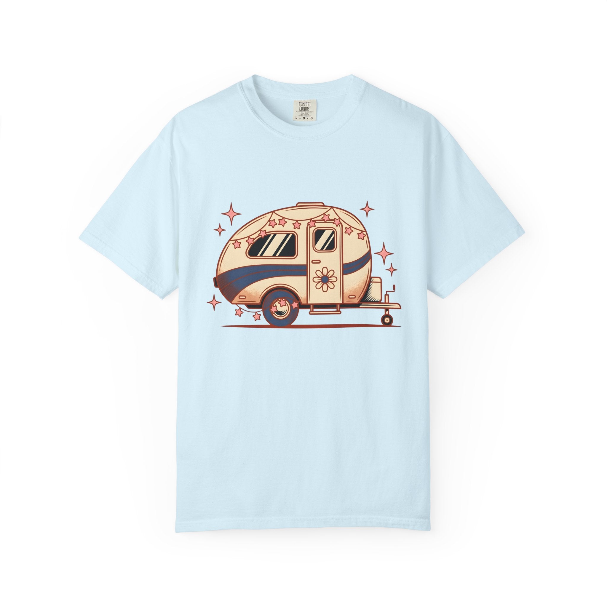 Camper Van Shirt America 4Th Of July Camping Gift Women Retro Tee Motorhome T-Shirt Patriot Fan Vintage Camper Graphic Tshirt Vintage Stars