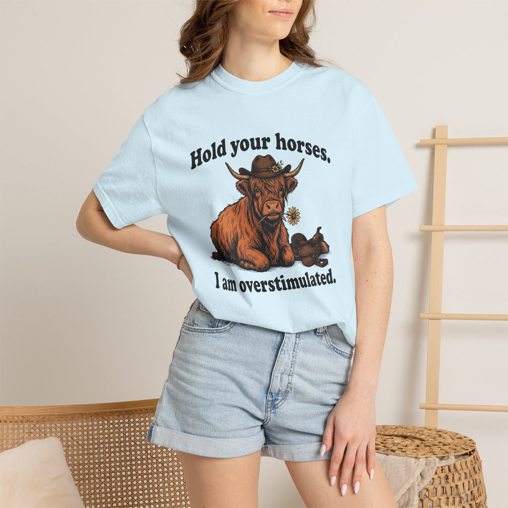 Highland Cattle Shirt Cowgirl Jokes Gift Women Farmhouse Tee Cow T-Shirt Rodeo Fan Country Tshirt Humor Graphic Retro Western Hat Tshirt
