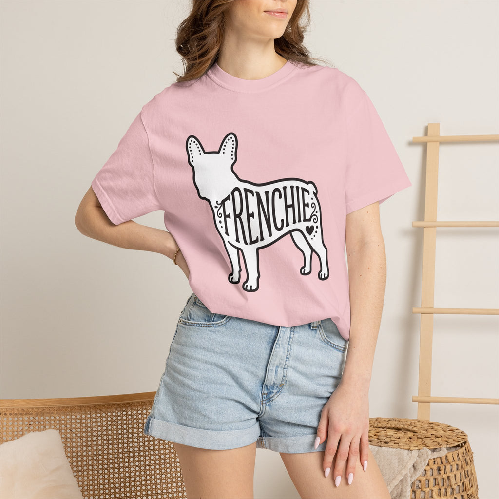 French Bulldog Shirt Dog Critters Gift Women Strong Graphic Tee Bulldog T-Shirt Dog Fan Graphic Tshirt Creature Graphic Linear Heart Icon