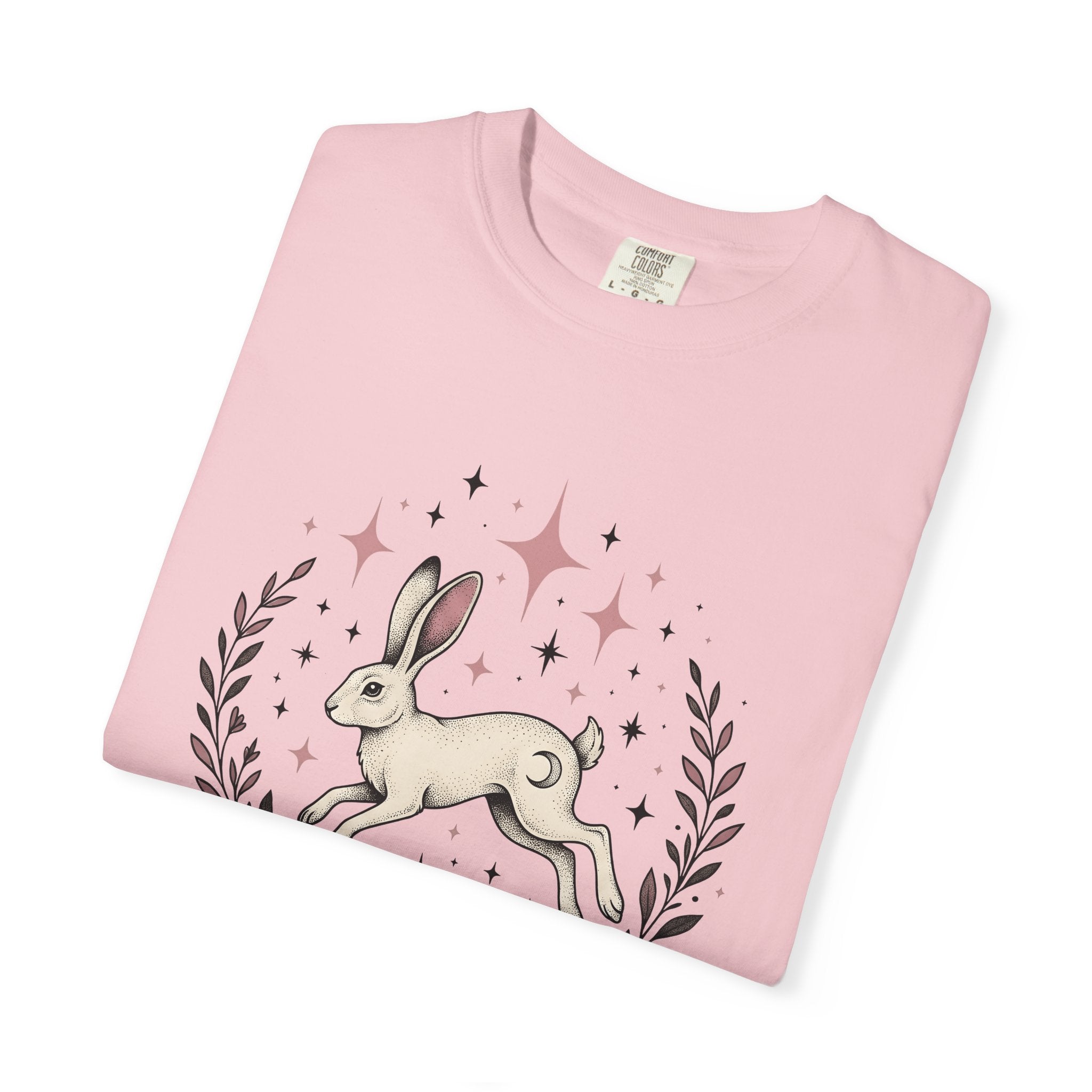 Hare Drawing Shirt Cute Pets Gift Women Folk Art Tee Rabbit T-Shirt Adorable Fan Bunny Graphic Tshirt Shabby Chic Bloom Tshirt