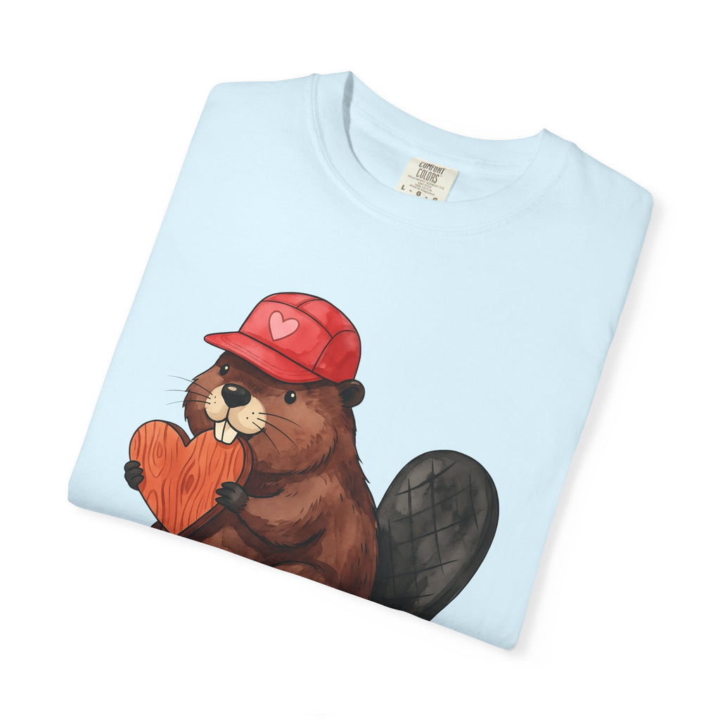 Beaver Shirt Valentine Fauna Gift Women Sweet Tee Dam T-Shirt Cupid Fan Cute Tshirt Wildlife Graphic Animation Heart Shape Tshirt
