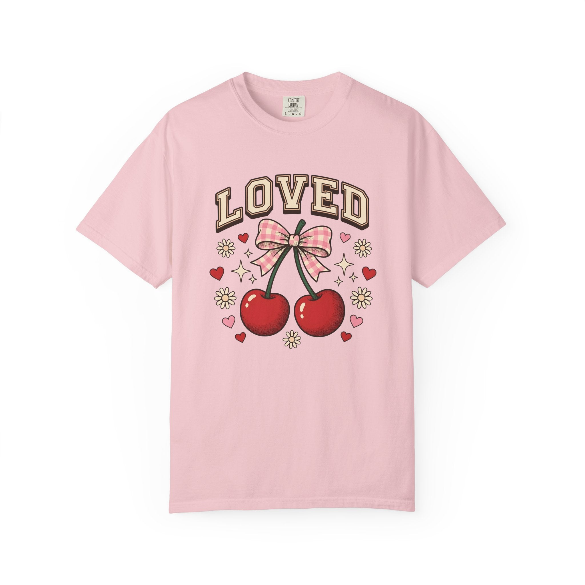 Cherry Hair Bow Shirt Valentine Fresh Fruit Gift Women Adorable Tee Hair Bow T-Shirt Cupid Fan Cute Tshirt Fruit Graphic Classic Heart