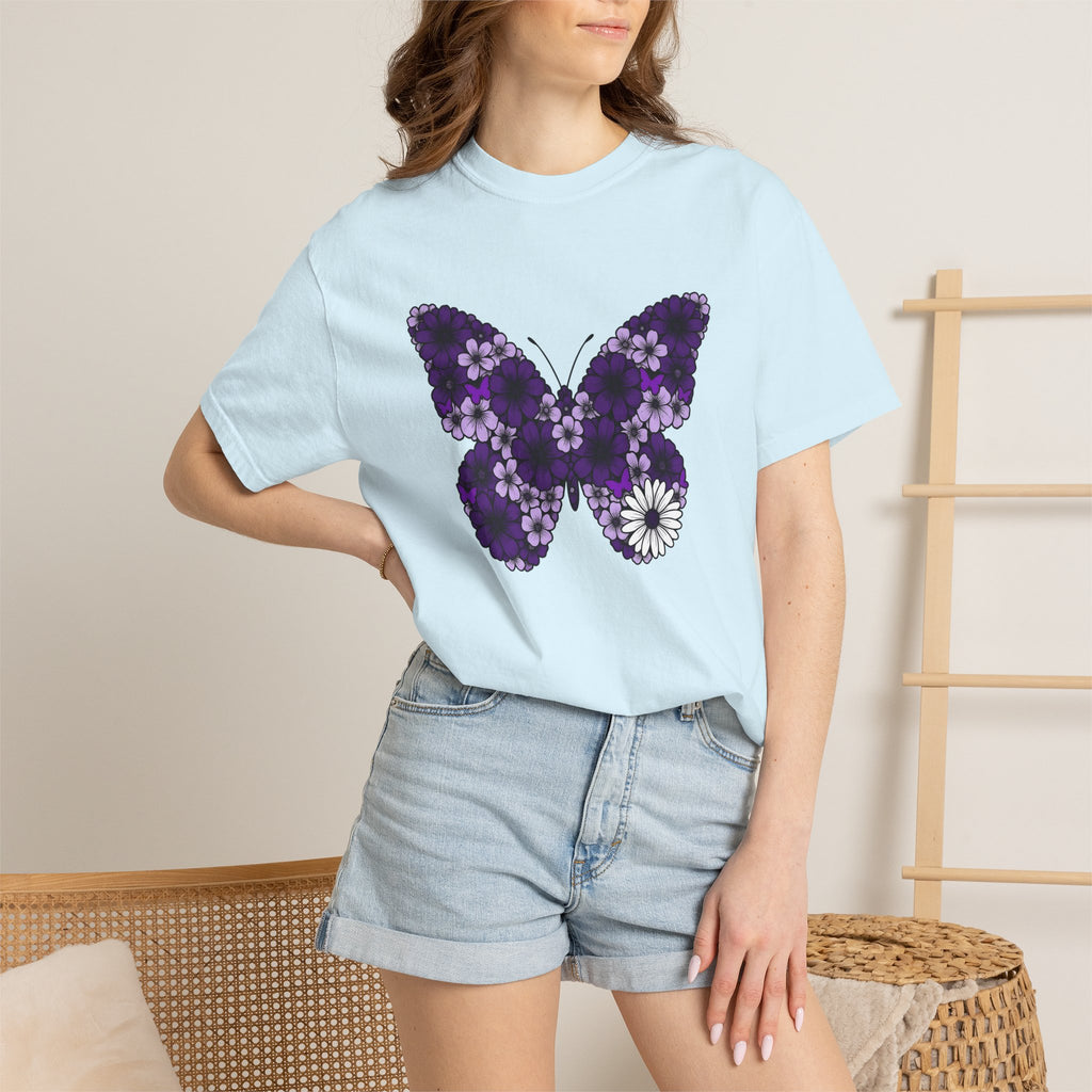 Floral Butterfly Shirt Boho Chic Nature Gift Women Boho Tee Butterfly T-Shirt Bohemian Fan Hippie Tshirt Environmental Graphic Hand Drawn