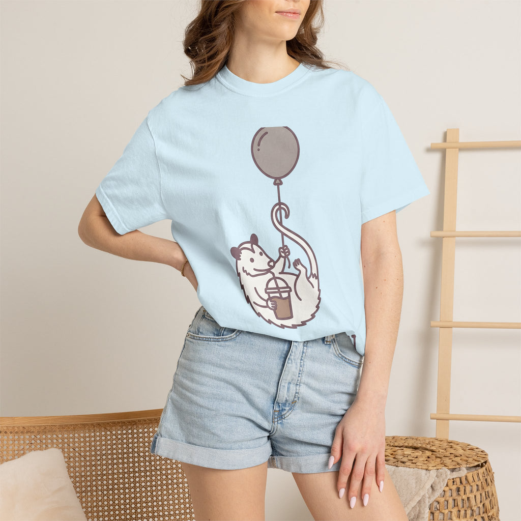 Possum Balloon Shirt Funny Animal Gift Women Cute Tee Opossum T-Shirt Humor Fan Cartoon Graphic Tshirt Minimalist Coffee Cup Tshirt