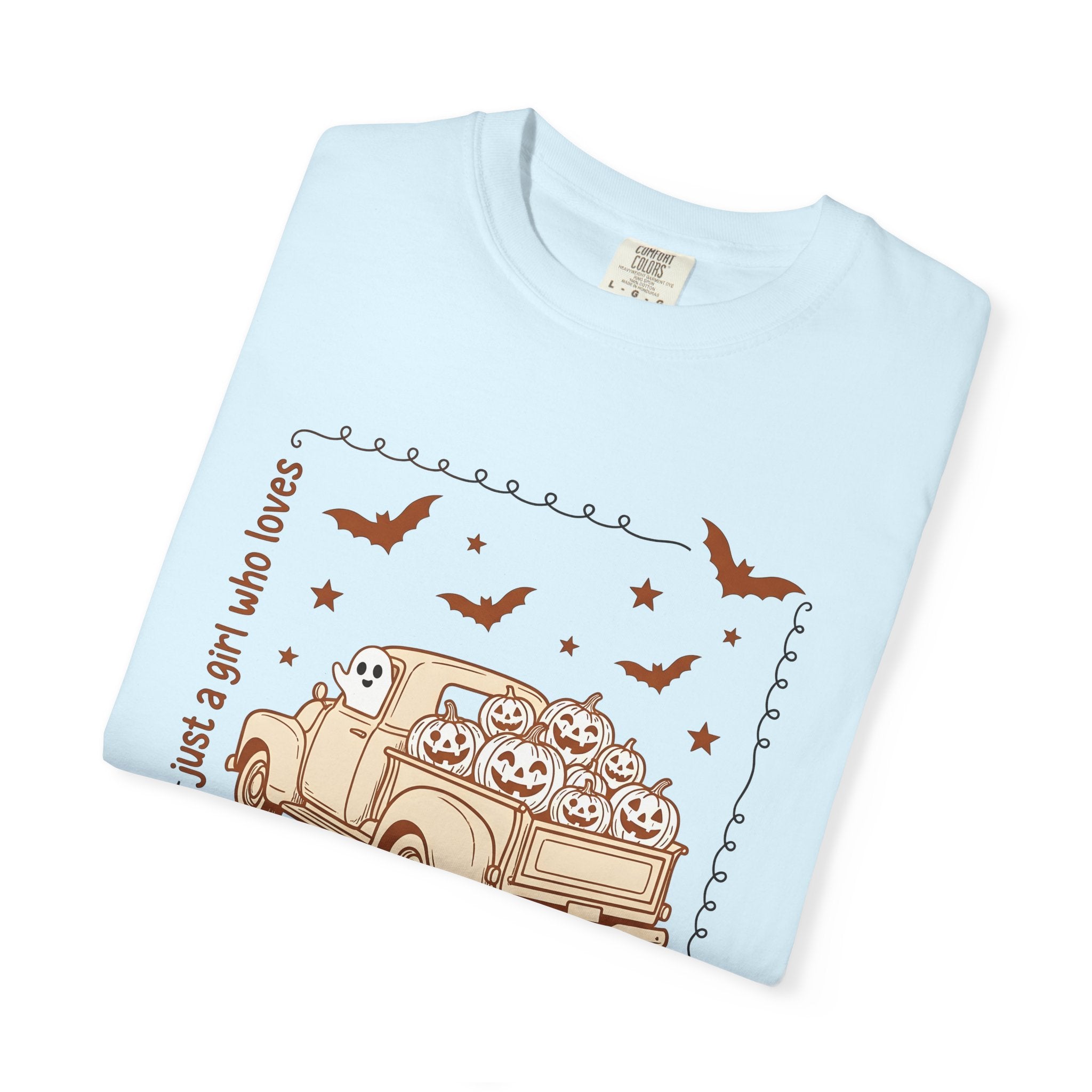 Vintage Truck Pumpkins Shirt Halloween Fall Gift Women Doodle Tee Pumpkins T-Shirt Halloween Fan Gourd Graphic Autumn Design Retro Ghost