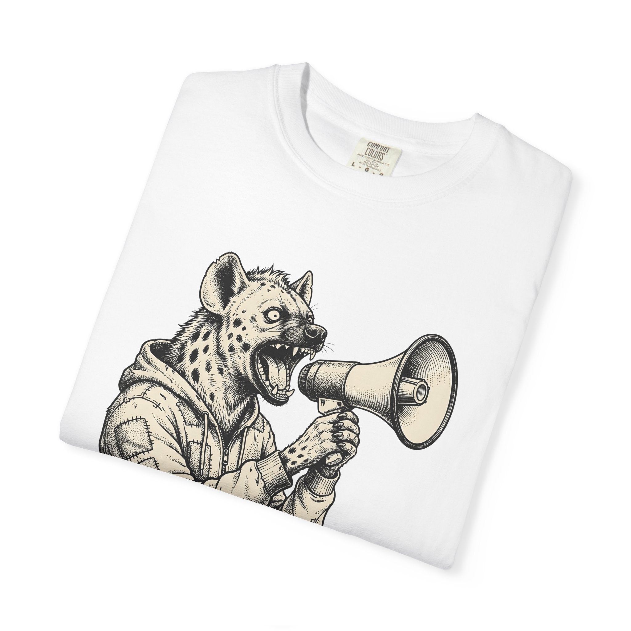 Hyena Loudspeaker Shirt Animals Casual Wear Gift Women Traditional Tee Megaphone T-Shirt Wildlife Fan Vintage Tshirt Streetwear Graphic Hand