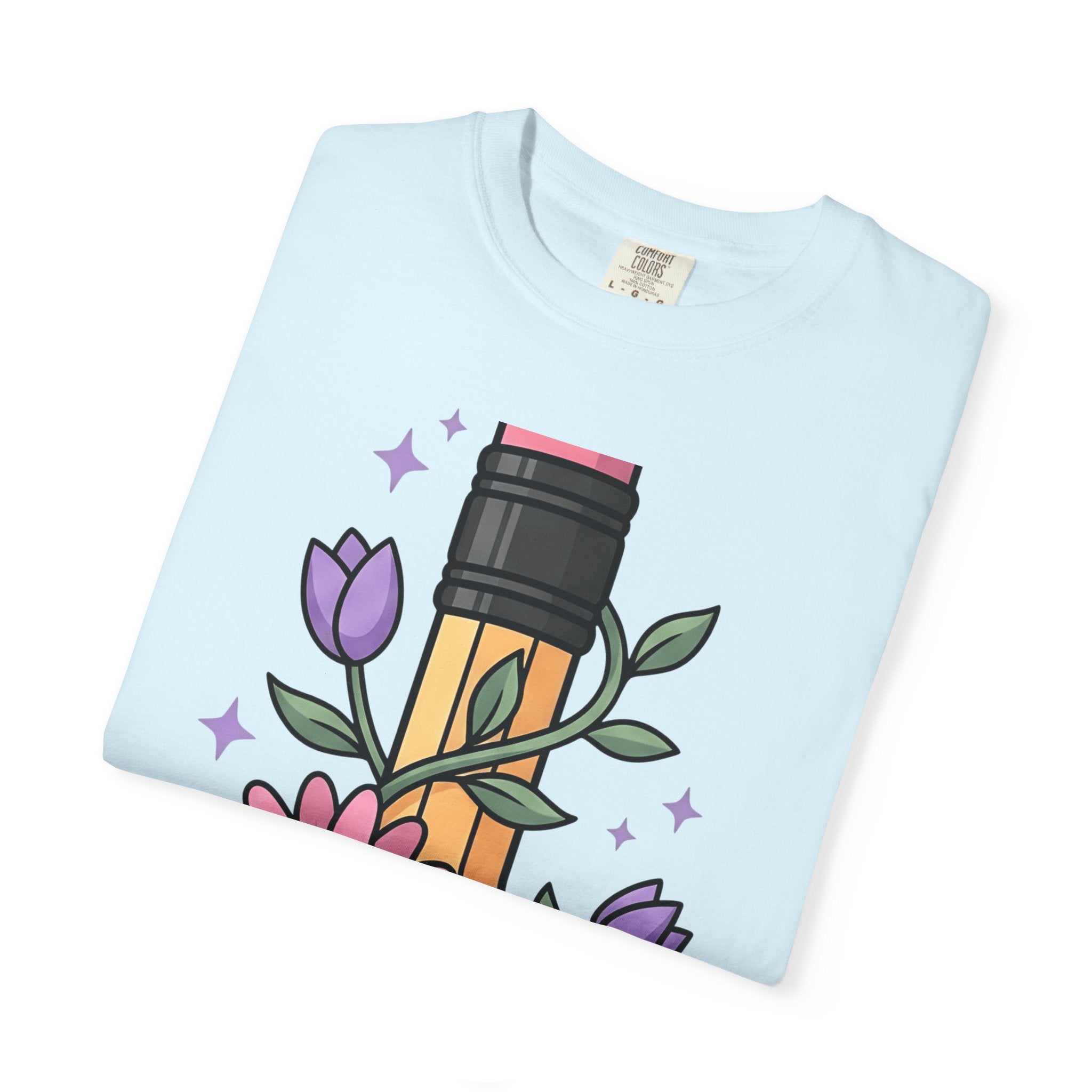 Hand Drawn Flowers Shirt Teachers Greenery Gift Women Line Art Tee Floral T-Shirt Educator Enthusiast Illustration Graphic Doodle Tshirt