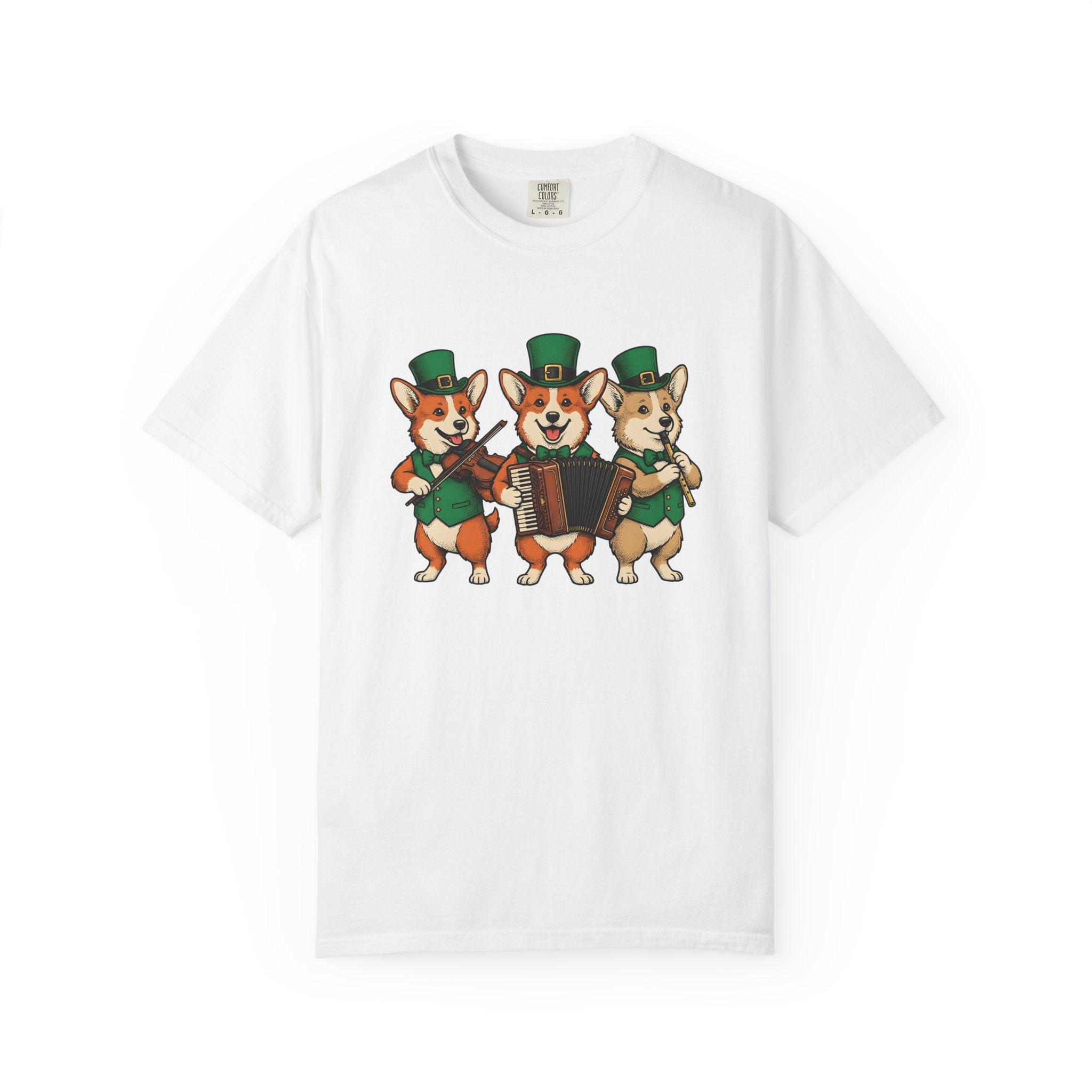 Corgi Band Shirt St Patrick's Day Dog Gift Women Vintage Tee Dog Band T-Shirt St Patricks Fan Retro Tshirt Dog Graphic Hand Drawn Leprechaun