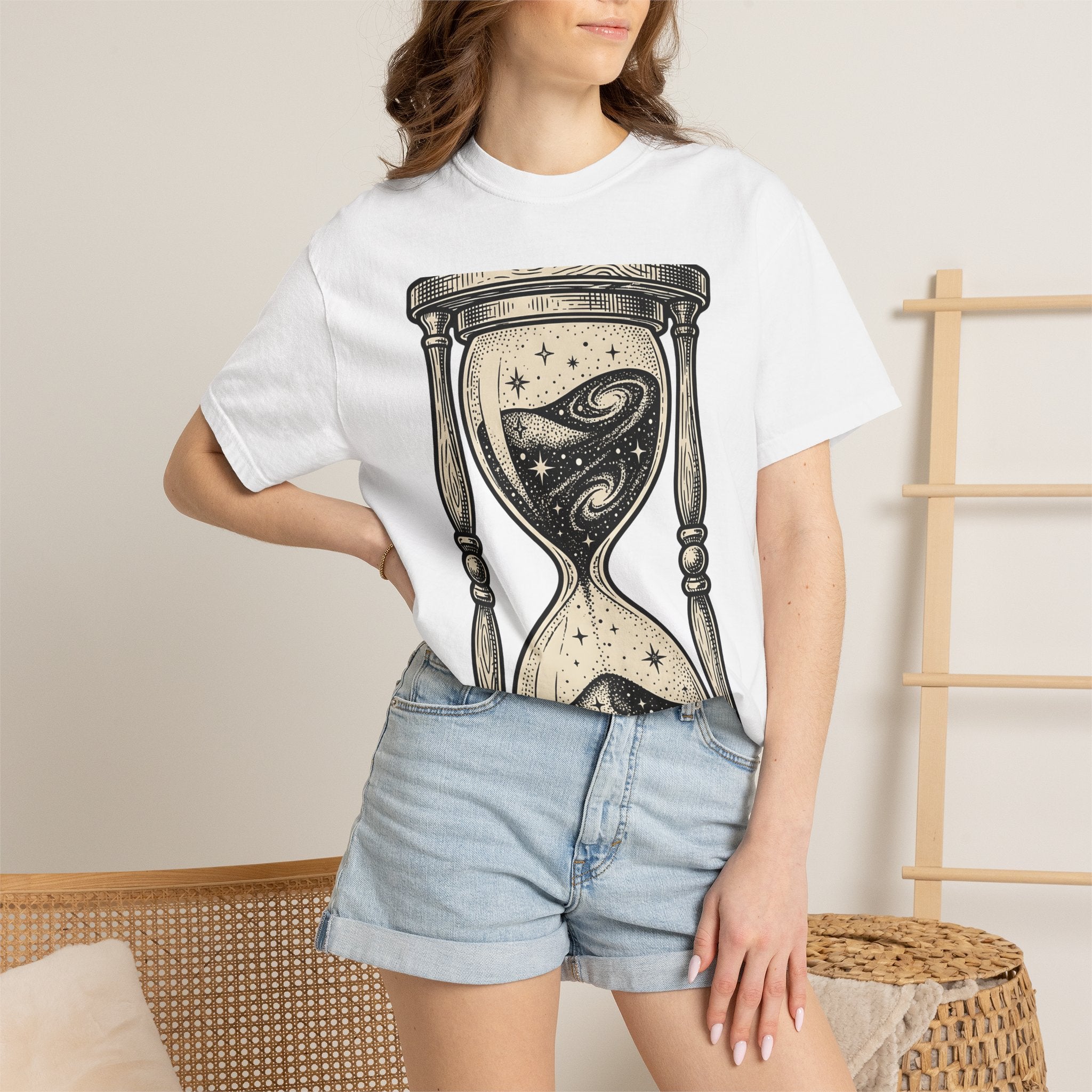 Hourglass Nebula Shirt Space Horoscopes Gift Women Drawing Tee Engraved Hourglass Space Fan Nebula Tshirt Astrology Graphic Classic Stars