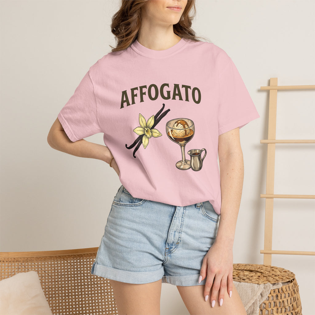 Affogato Dessert Shirt Coffee Foodie Gift Women Vintage Tee Gelato T-Shirt Coffee Fan Retro Tshirt Food Graphic Hand Drawn Vanilla Flower