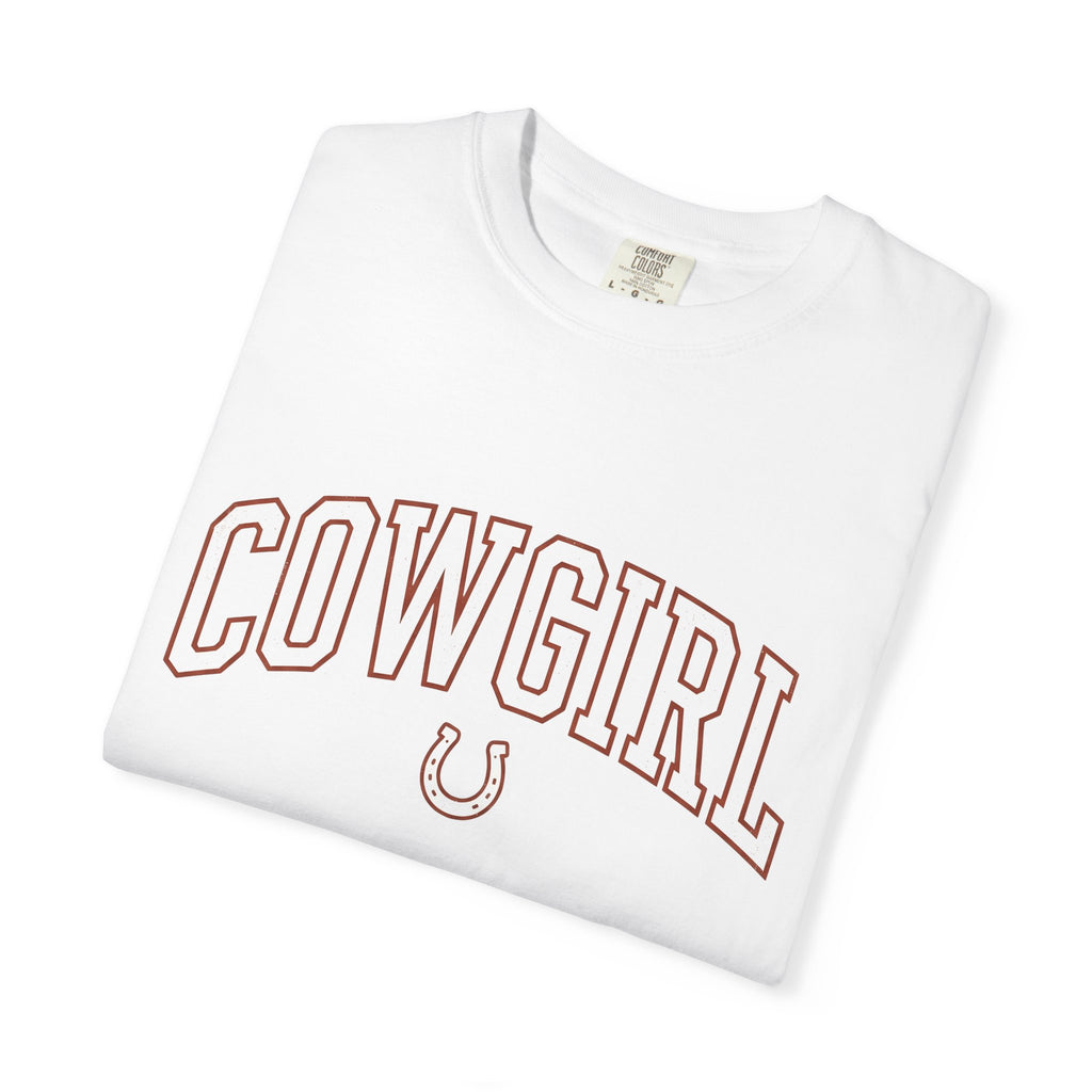 Varsity Font Shirt Cowgirl Western Gift Women Antique Tee Lettering T-Shirt Rodeo Fan Vintage Tshirt Country Graphic Traditional Horseshoe