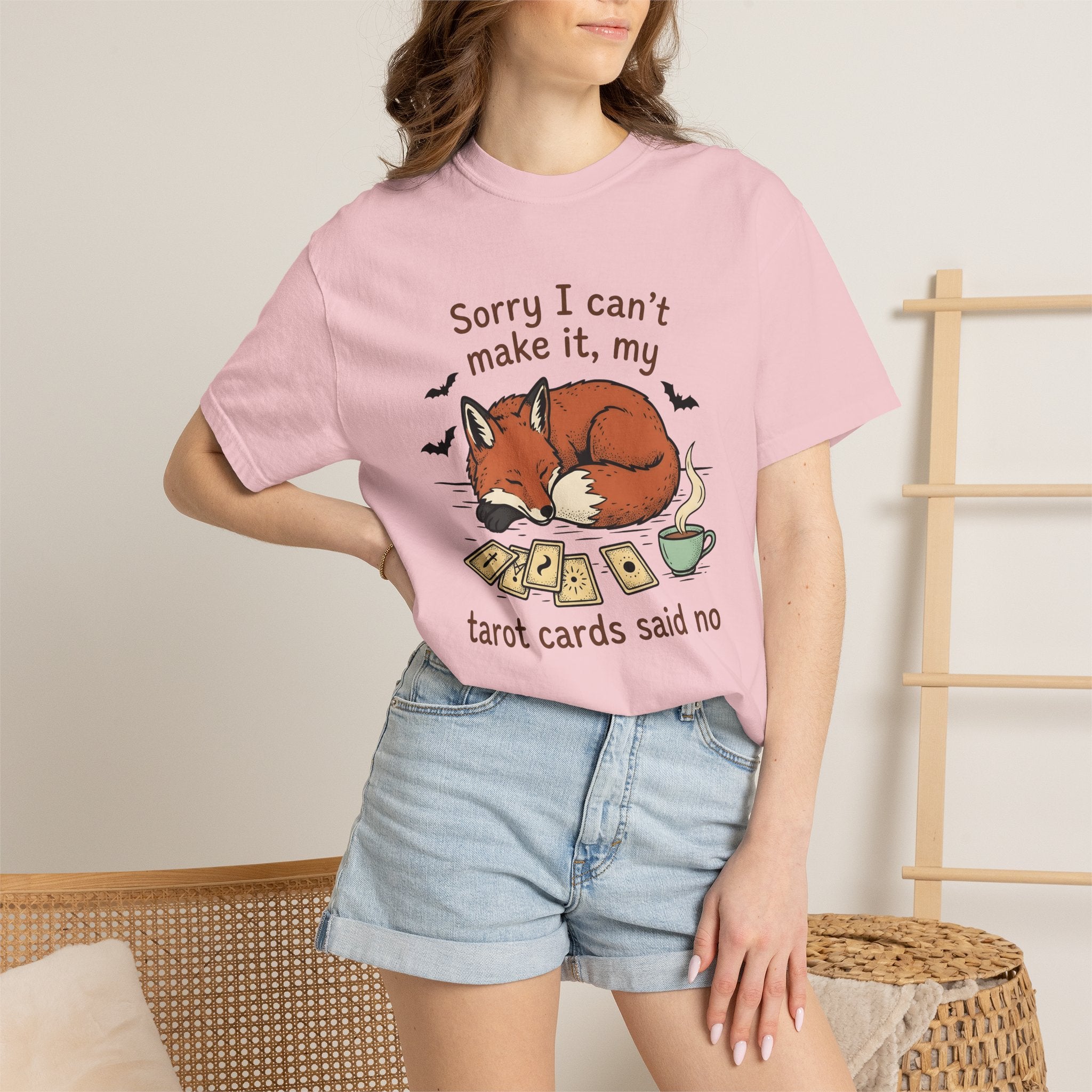 Tarot Cards Fox Shirt Funny Occult Gift Women Doodle Tee Oracle Card T-Shirt Humor Fan Cartoon Tshirt Mystical Graphic Pop Art Tea Cup