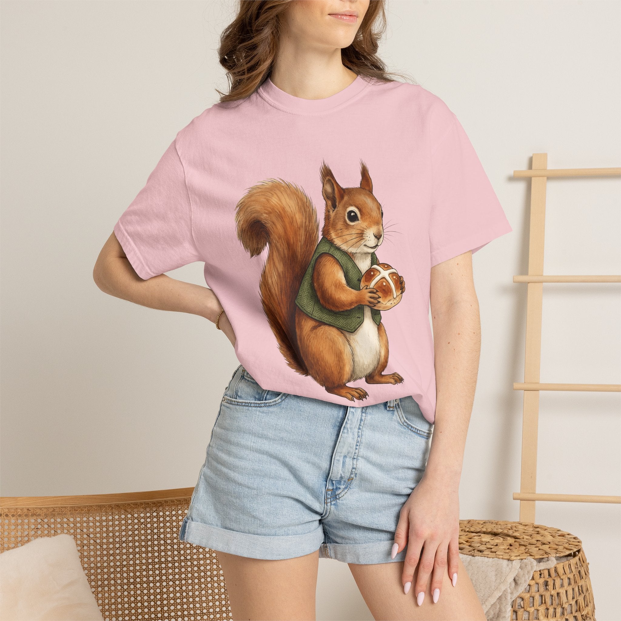 Squirrel Treat Shirt Easter Creatures Gift Women Line Art Tee Nut T-Shirt Easter Fan Squirrel Graphic Cartoon Jacket Tshirt