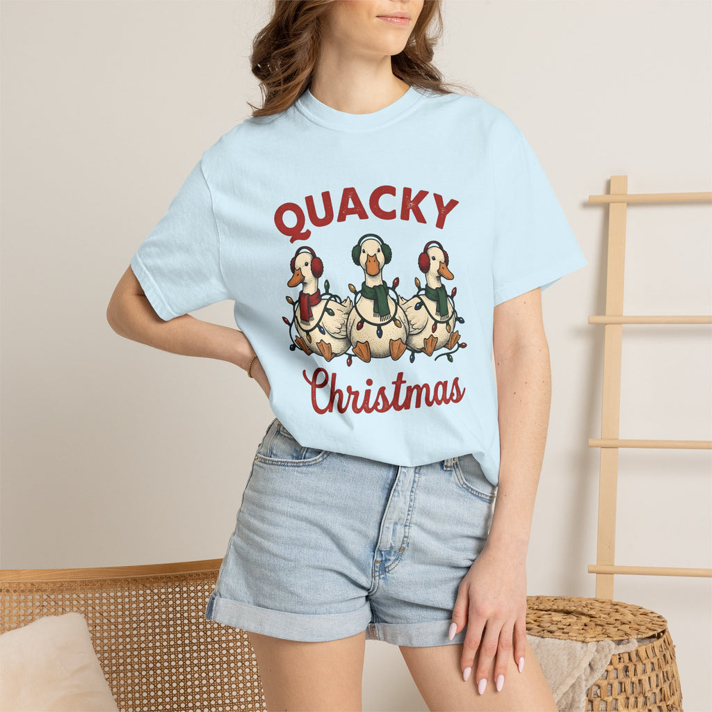 Duck Flock Shirt Christmas Wildlife Gift Women Retro Tee Ducks T-Shirt Xmas Fan Vintage Tshirt Animal Graphic Sketch String Lights Tshirt