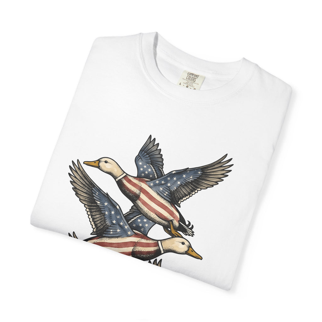Patriotic Mallards Shirt 4th Of July Nature Gift Women Classic Tee Duck T-Shirt Independence Day Fan Vintage Tshirt Wildlife Graphic Doodle