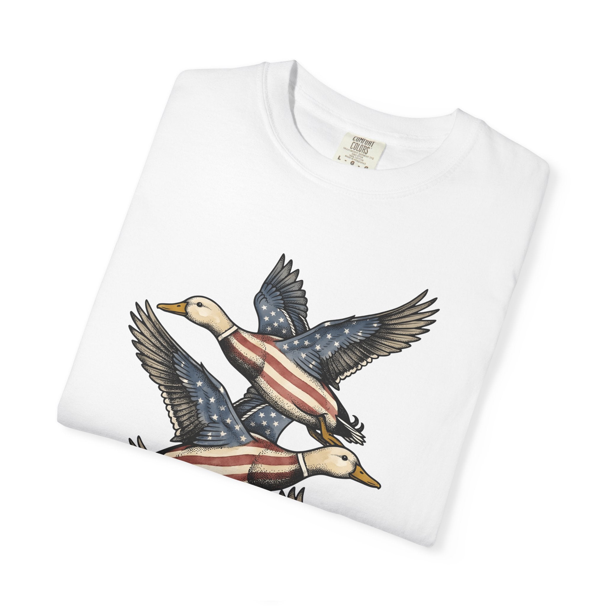 Patriotic Mallards Shirt 4th Of July Nature Gift Women Classic Tee Duck T-Shirt Independence Day Fan Vintage Tshirt Wildlife Graphic Doodle
