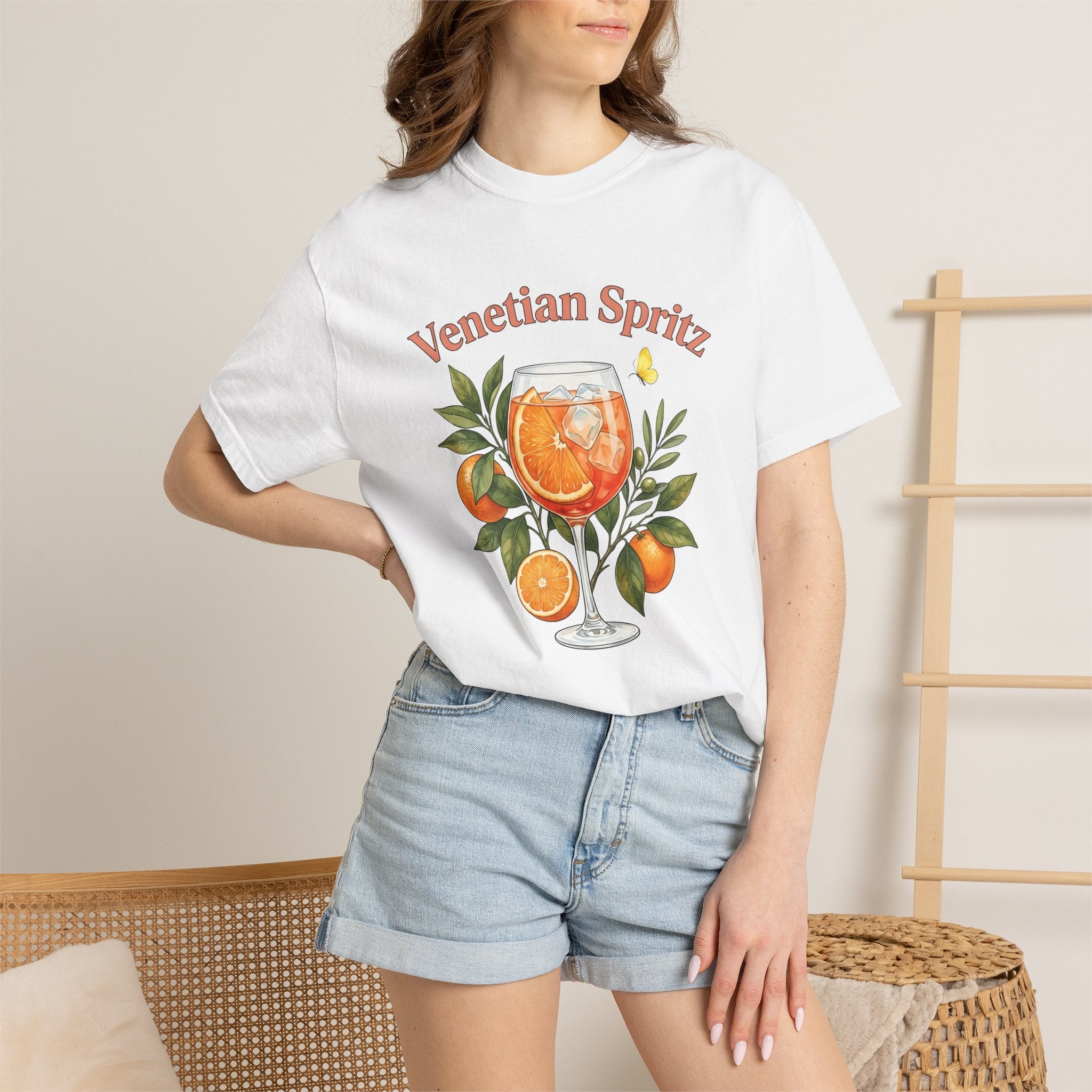 Spritz Beverage Shirt Drinks Mixer Gift Women Flower Tee Spritzer T-Shirt Cocktail Fan Cocktail Graphic Tshirt Mid Century Tangerine Tshirt