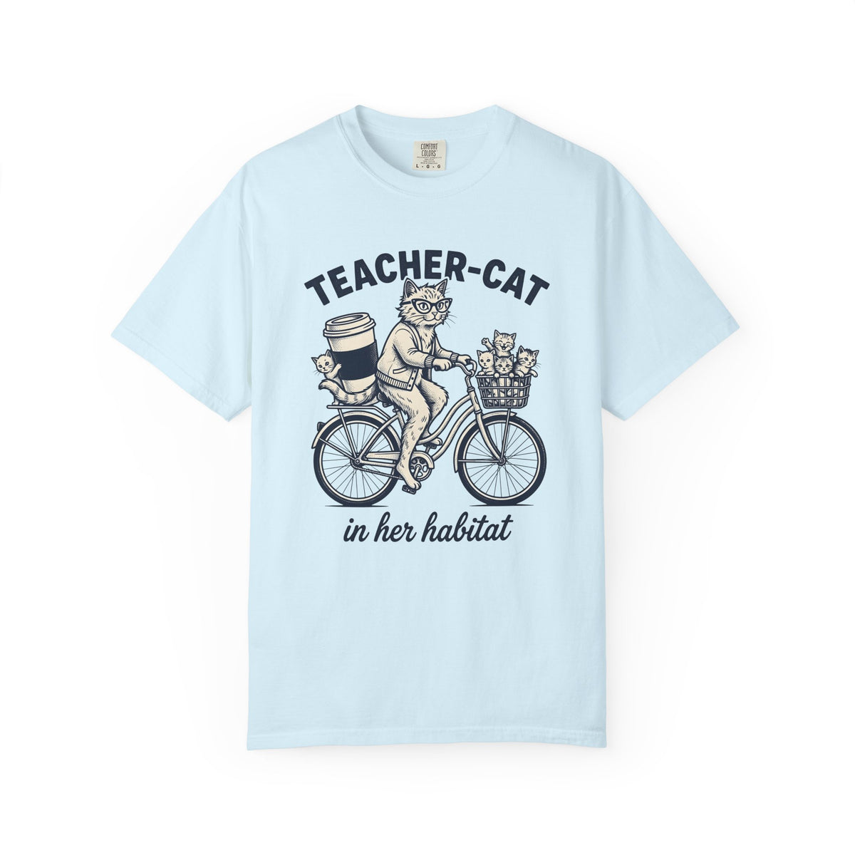 Cat Bicycle Rustic T-Shirt – Teacher Kitty Lover Cycling, Unisex Graphic Tee