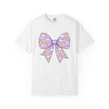 Night Bow Shirt Celestial Sweet Gift Women Hand Drawn Tee Bow Tie T-Shirt Galaxy Fan Illustrated Tshirt Cute Graphic Muted Glitter Tshirt