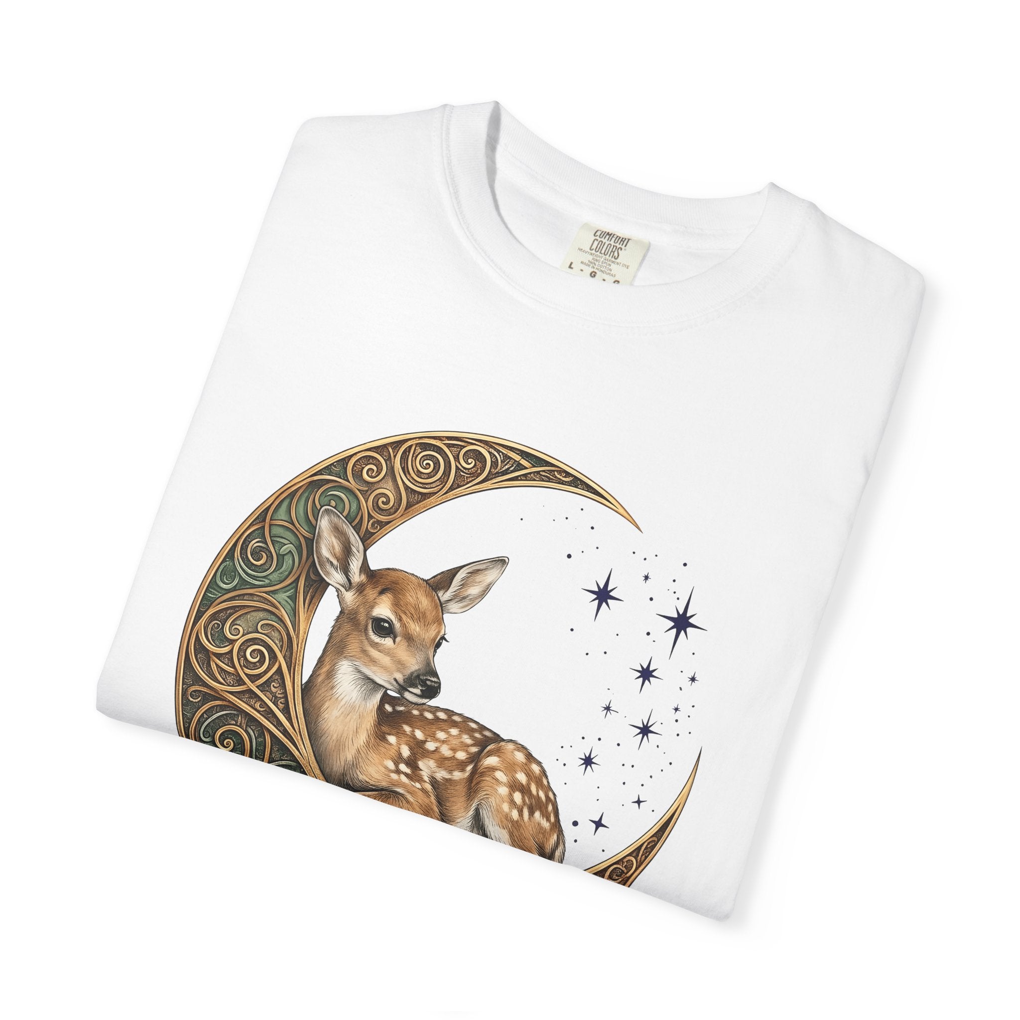 Deer Moon Shirt Animals Nature Gift Women Boho Tee Moonlight T-Shirt Wildlife Fan Bohemian Tshirt Environmental Graphic Vintage Stars Tshirt