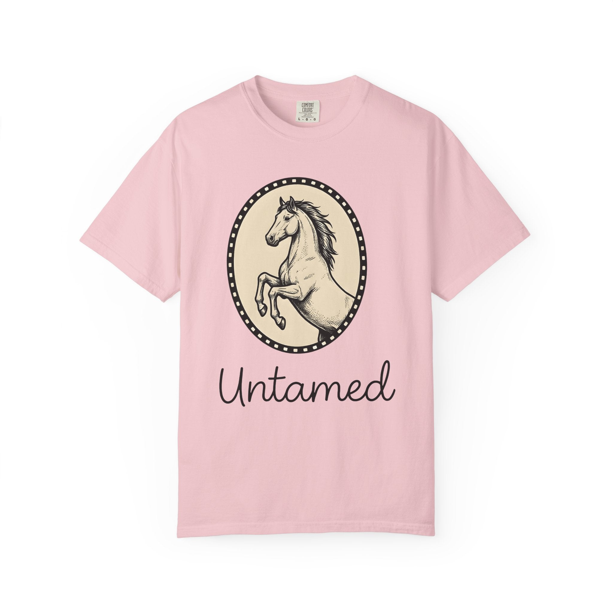 Bucking Horse Shirt Cowgirl Cowboy Gift Women Retro Tee Bronco T-Shirt Rodeo Fan Mustang Graphic Tshirt Sketch Circle Frame Tshirt