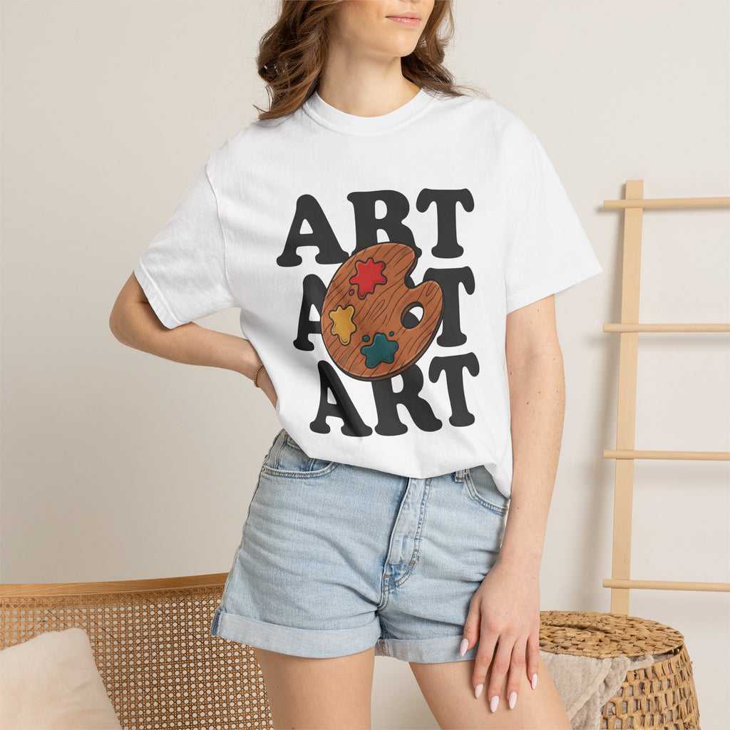 Paint Palette Shirt Art Teacher Creative Gift Women Bold Graphic Tee Palette T-Shirt Artistic Enthusiast Graphic Tshirt Imaginative Graphic