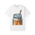 Mason Jar Cup Shirt America Holiday Gift Women Line Art Tee Mason Jar T-Shirt Patriot Fan Hand Drawn Tshirt Holiday Graphic Distressed
