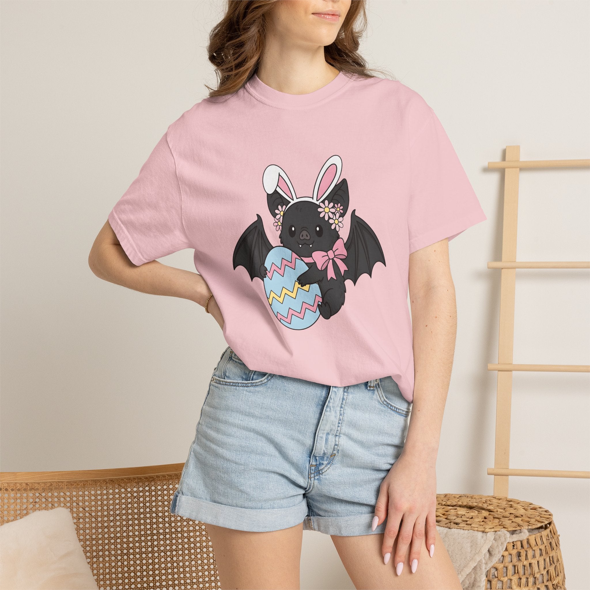 Bat Bunny Ears Shirt Easter Animal Gift Women Cute Tee Bunny T-Shirt Easter Fan Cute Tshirt Creature Graphic Cartoon Easter Egg Tshirt